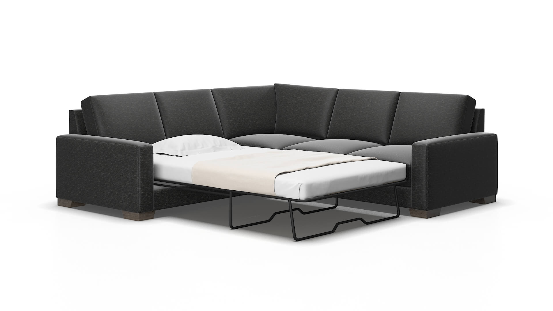 London Chance denim Sectional sleeper Espresso Legs  2