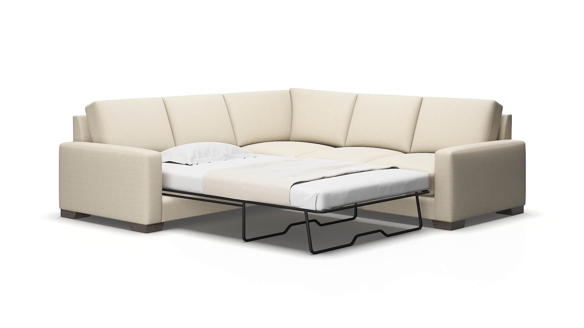 London Chance sand Sectional sleeper Espresso Legs  2