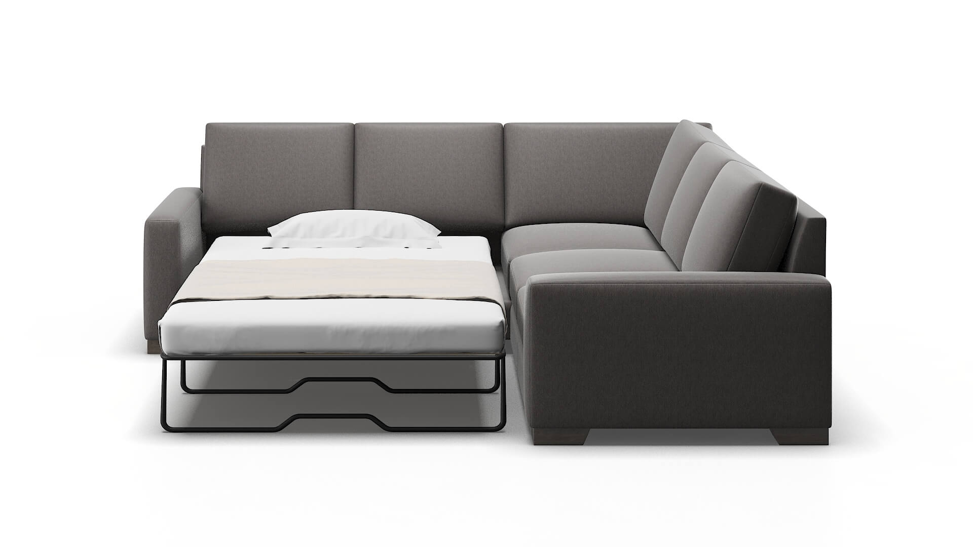 London Cosmo Charcoal Sectional Sleeper Espresso legs 1