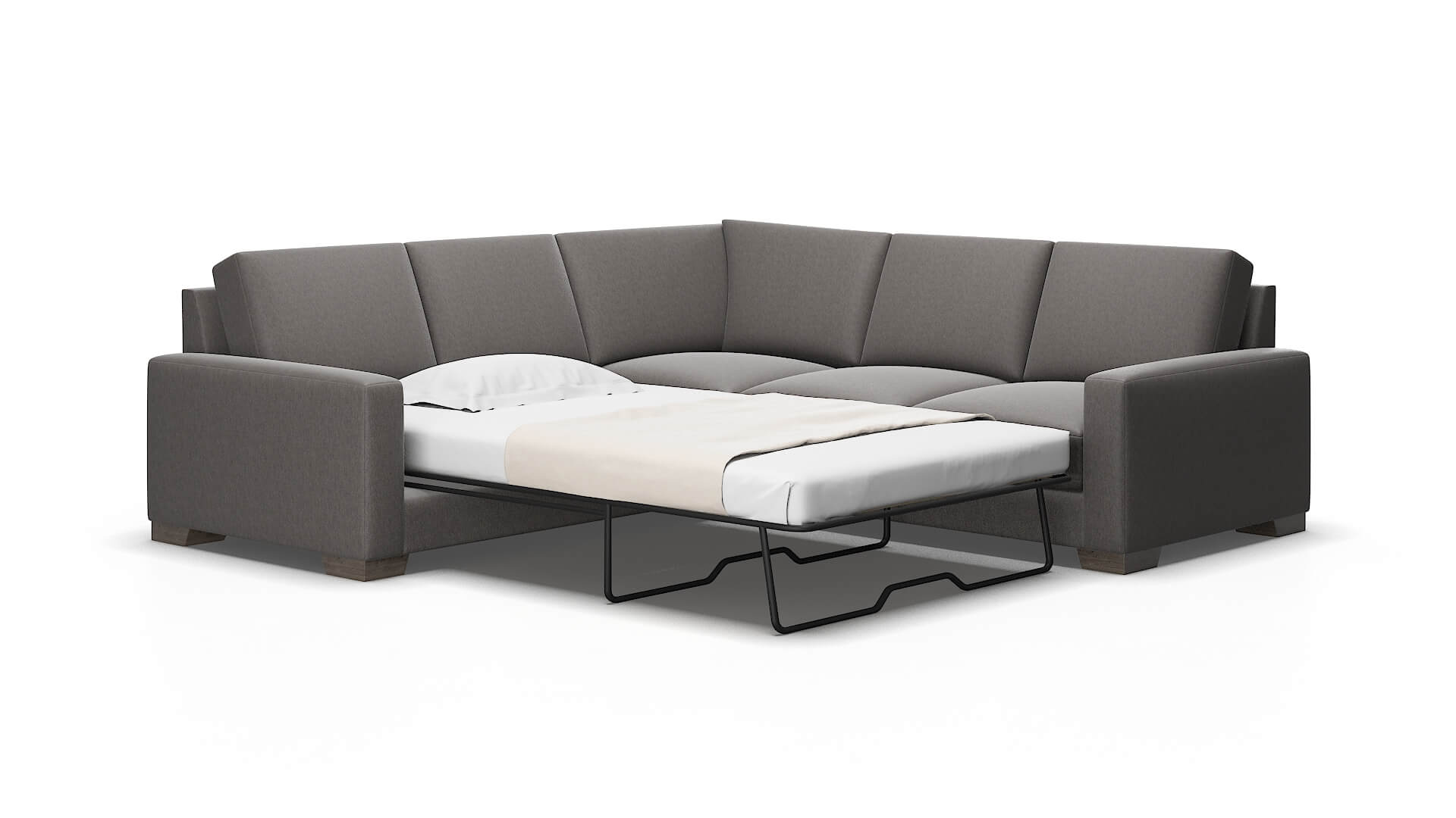 London Cosmo charcoal Sectional sleeper Espresso Legs  2