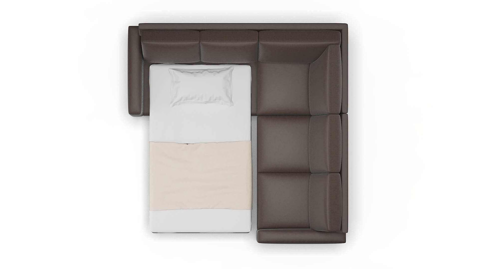 London Cosmo Chocolate Sectional Sleeper Espresso legs 3