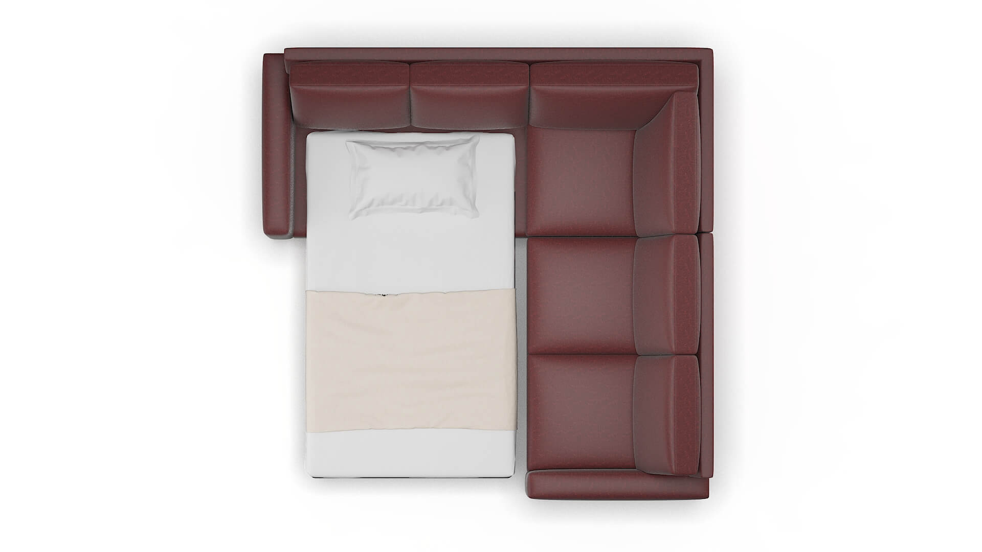 London Derby Berry Sectional Sleeper Espresso legs 3