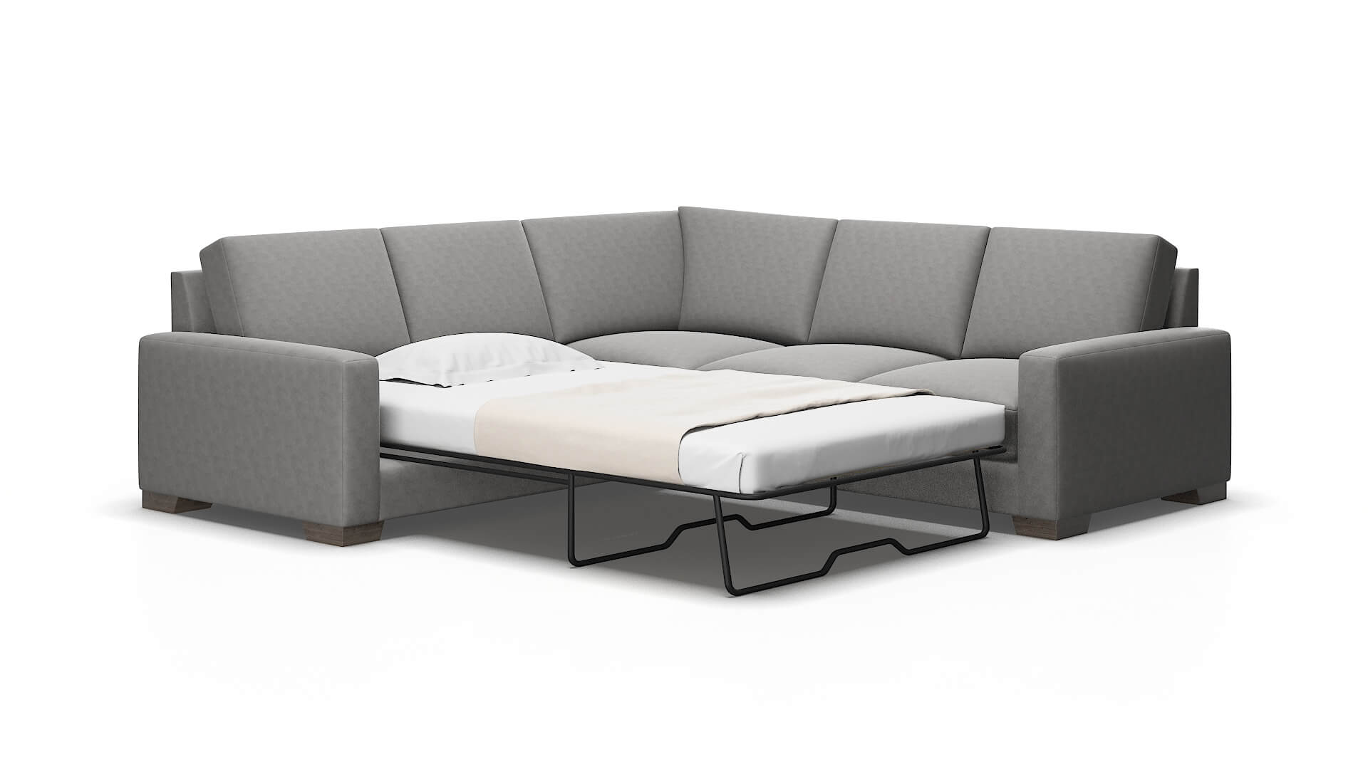 London Dream_d charcoal Sectional sleeper Espresso Legs  2