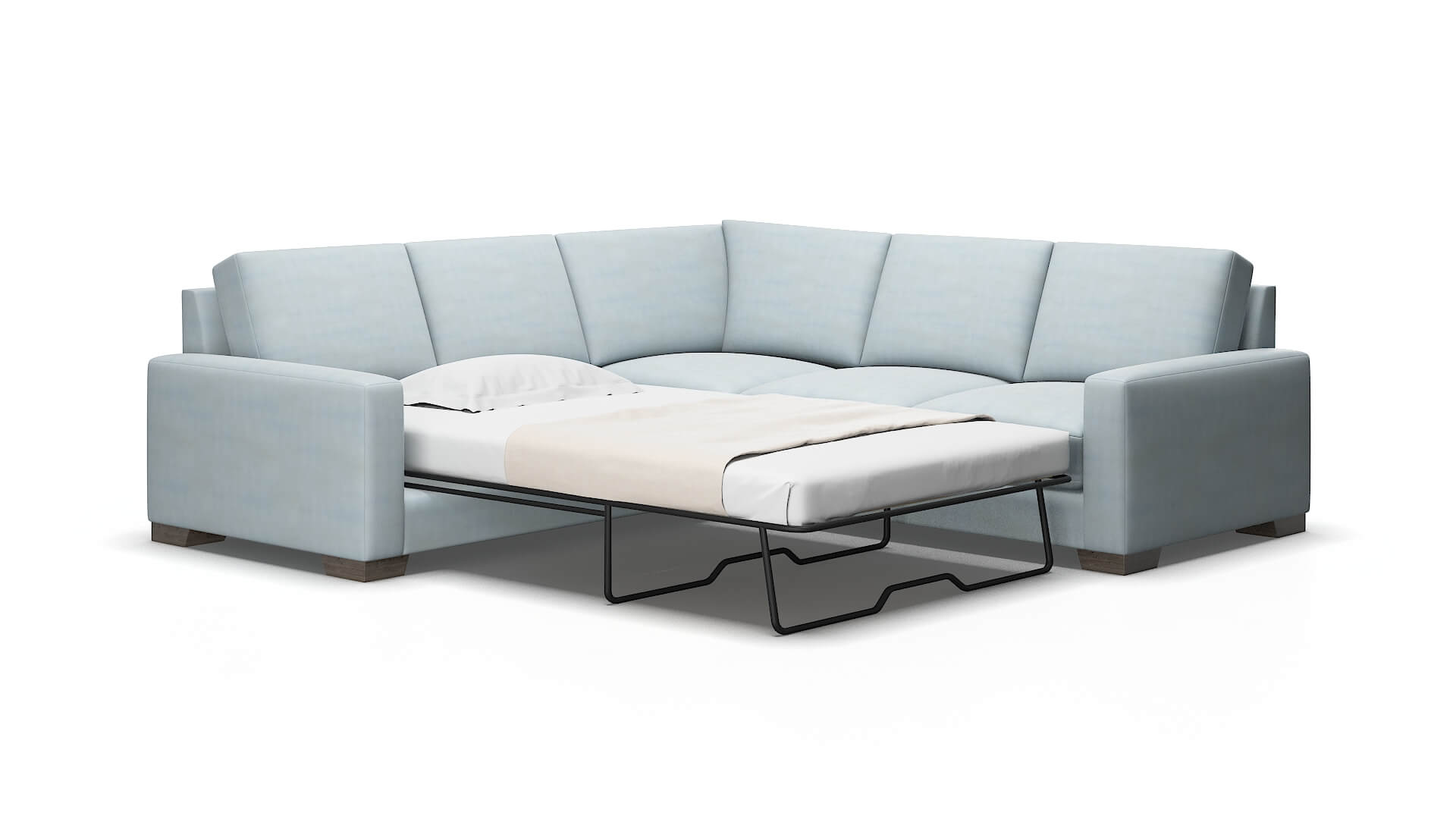 London Hathaway Aqua Sectional Sleeper Espresso legs 2