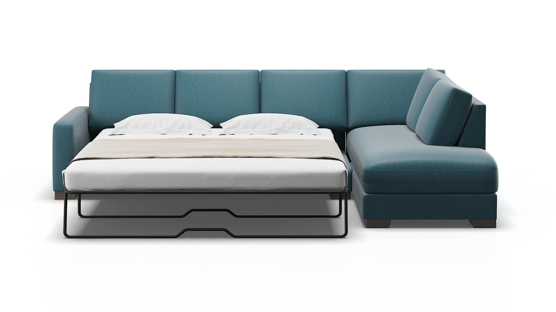 London Hepburn Teal Panel Sleeper Espresso legs 1