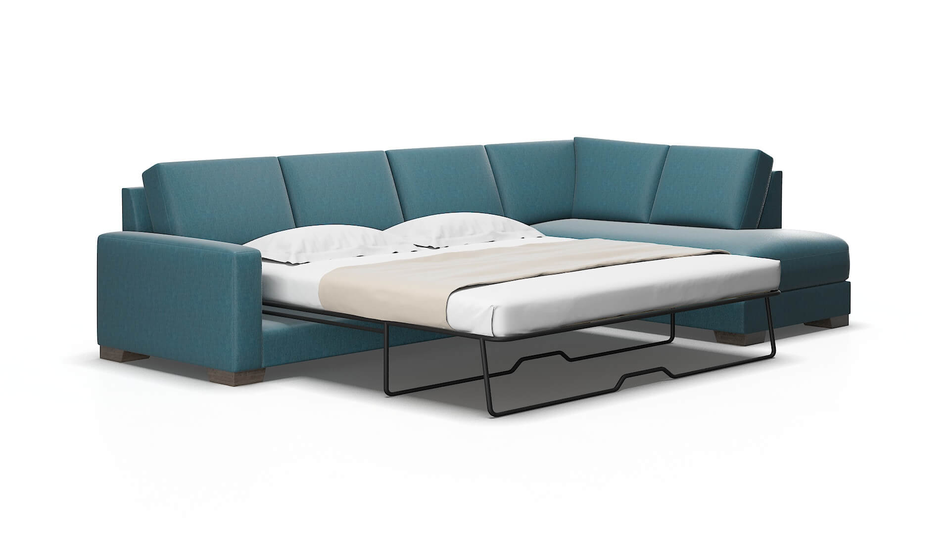 London Hepburn Teal Panel Sleeper Espresso legs 2