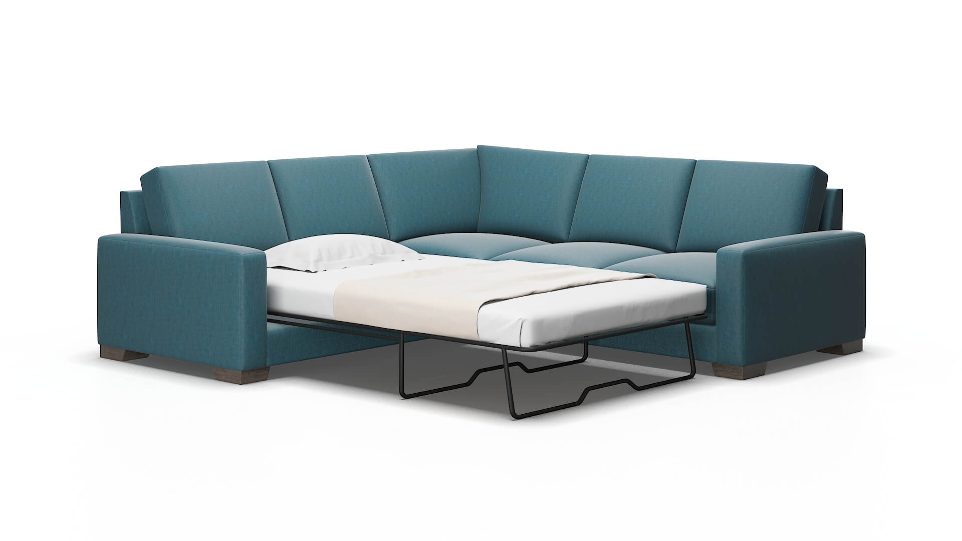 London Hepburn teal Sectional sleeper Espresso Legs  2