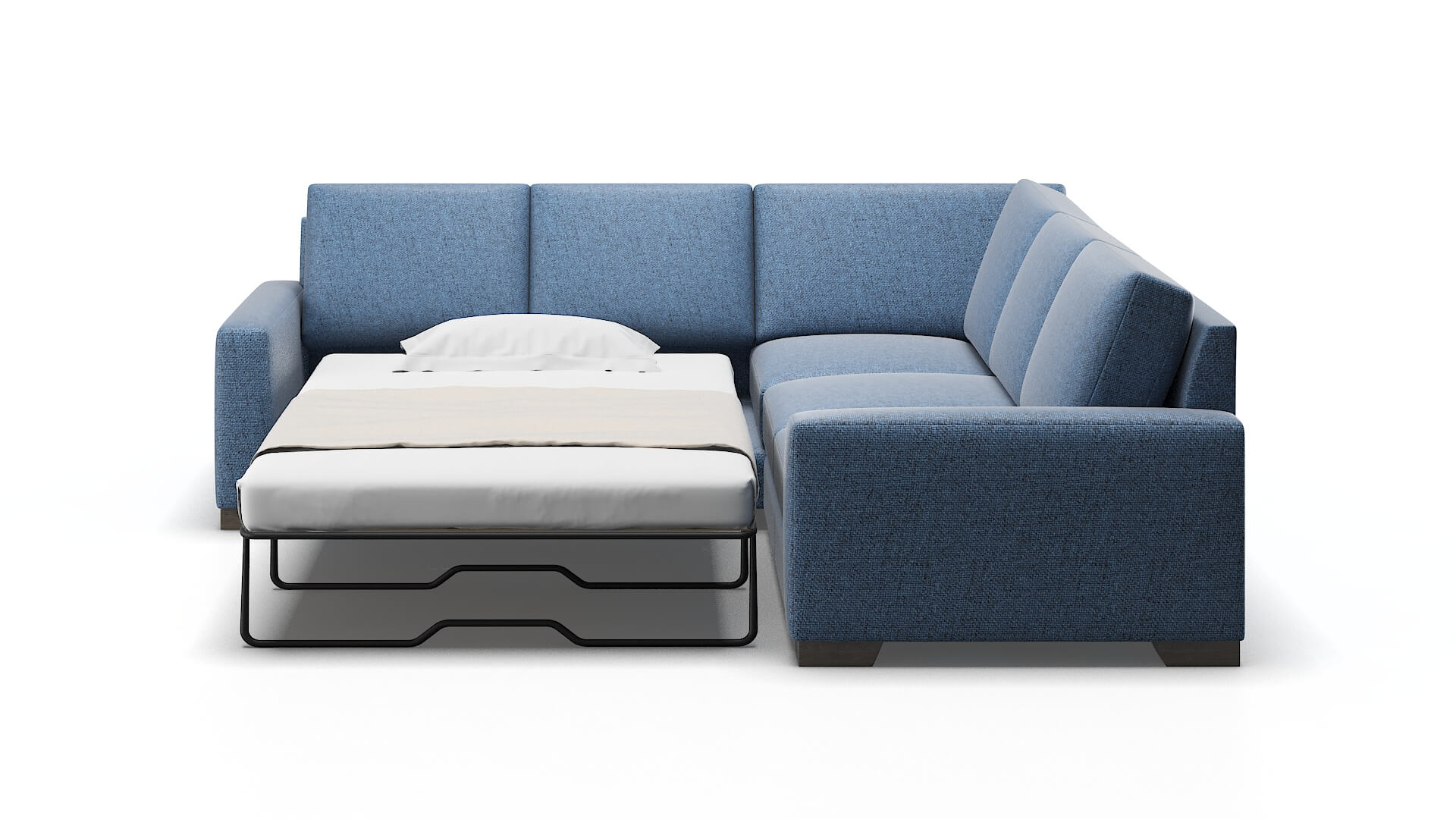London Leslie Indigo Sectional Sleeper Espresso legs 1