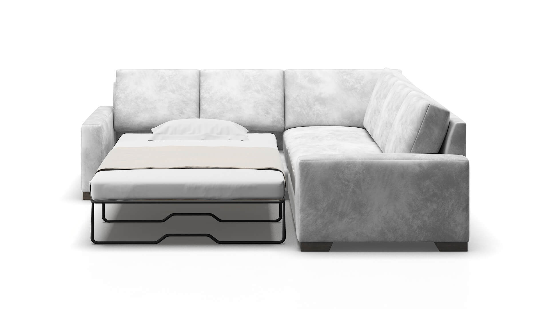 London Loft Snowfall Sectional Sleeper Espresso legs 1