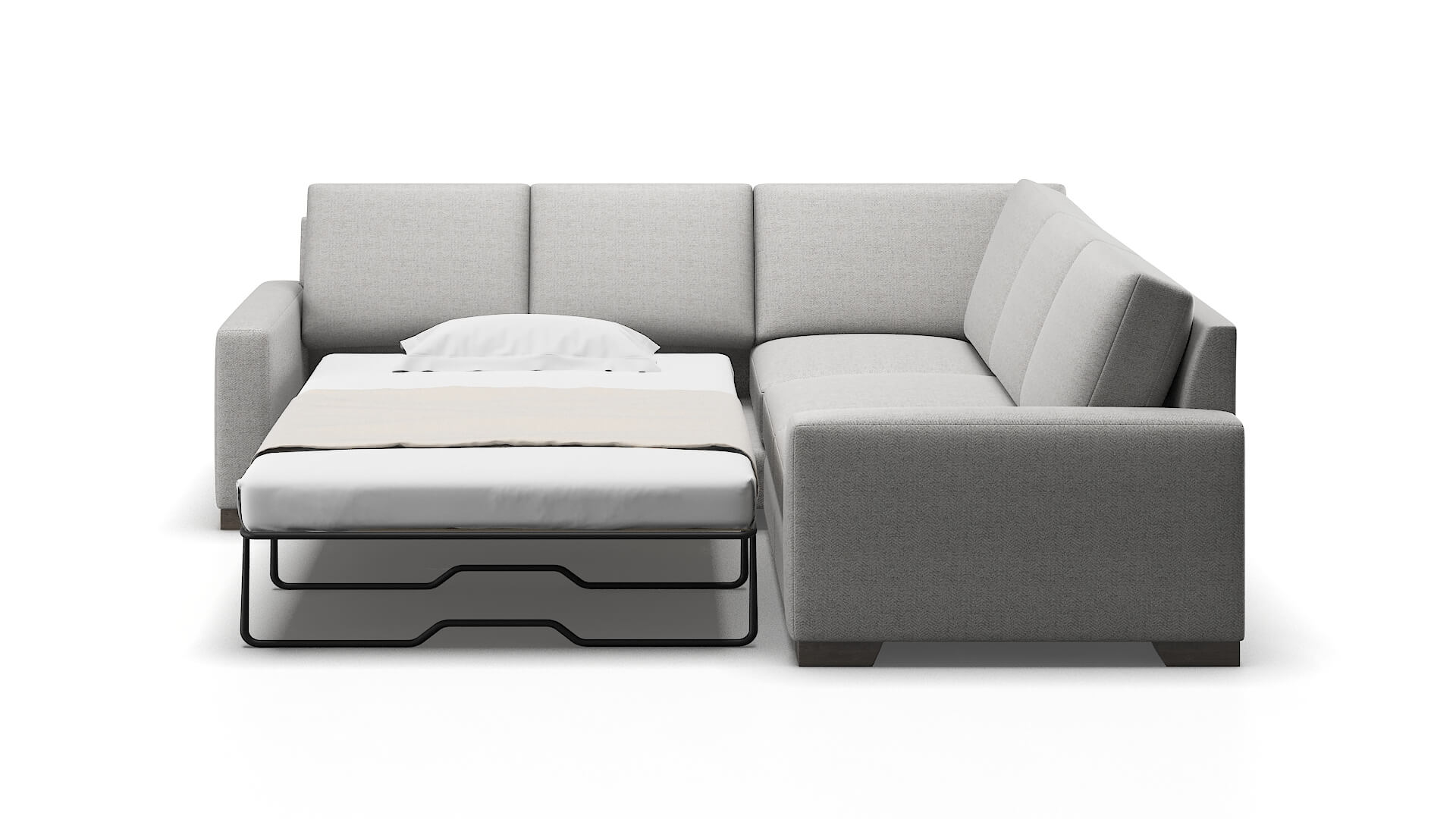 London Malibu Dove Sectional Sleeper Espresso legs 1