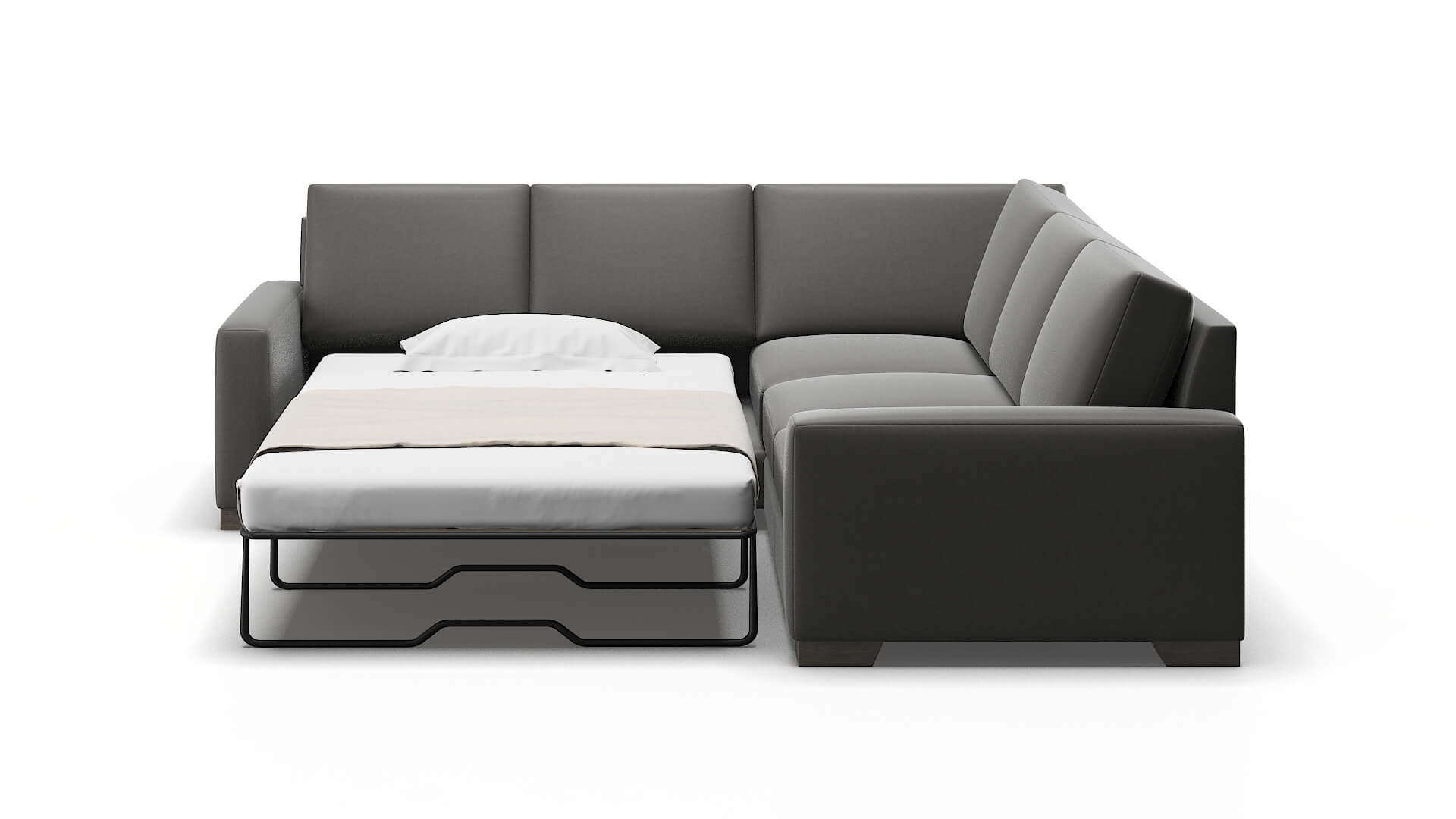 London Oakley Charcoal Sectional Sleeper Espresso legs 1