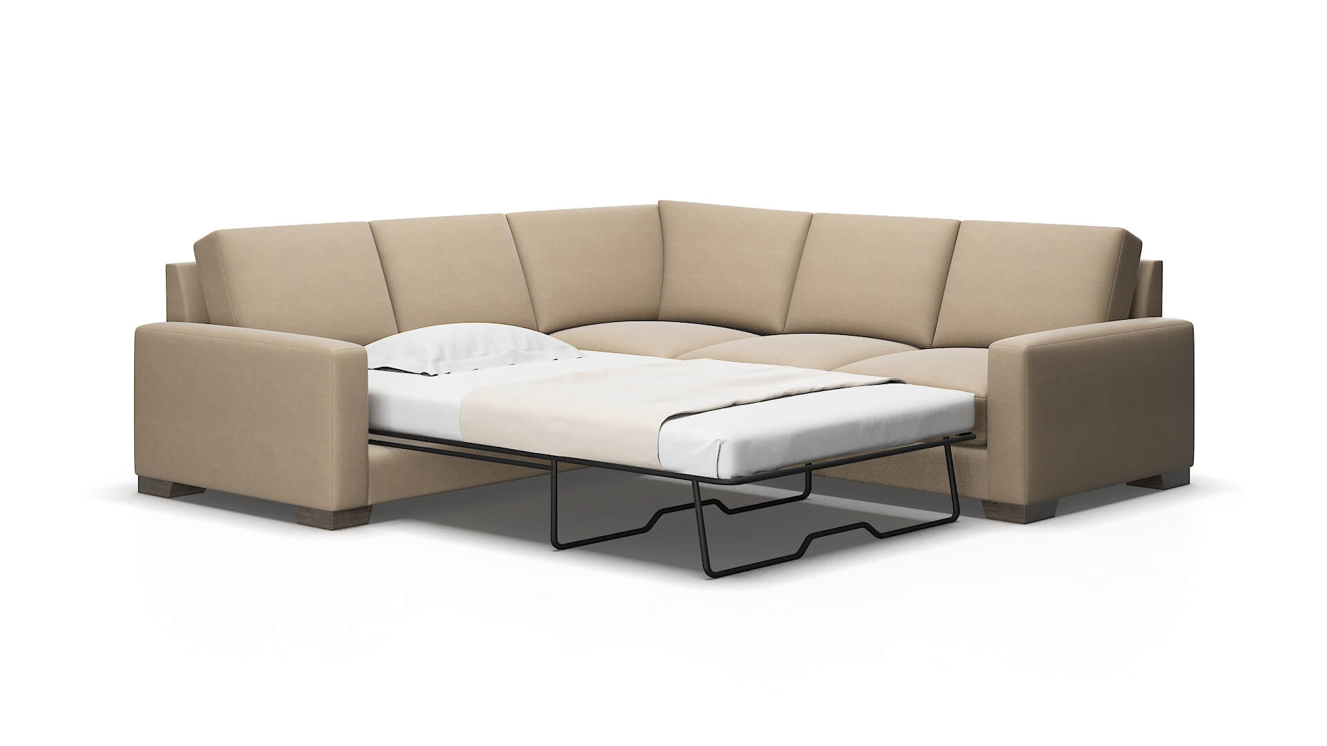 London Oakley Taupe Sectional Sleeper Espresso legs 2