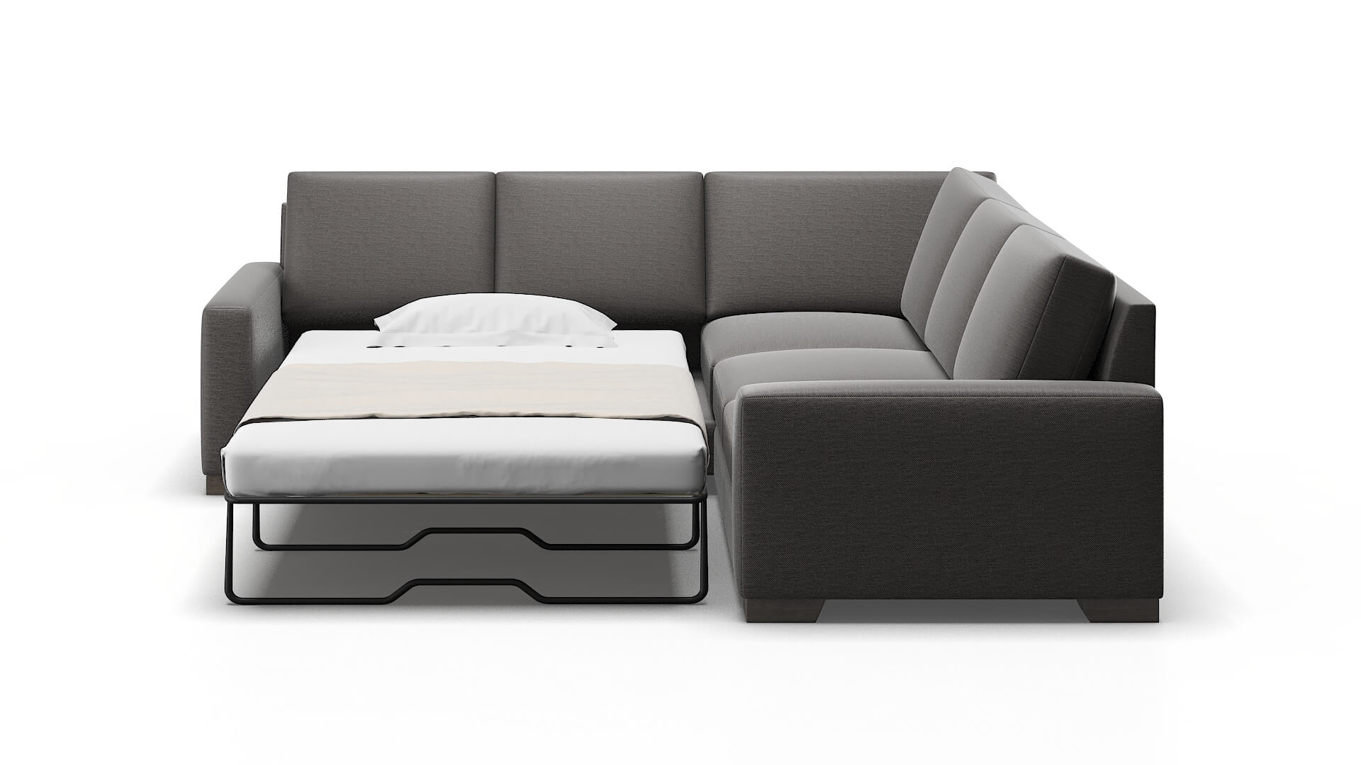 London Oscar Charcoal Sectional Sleeper Espresso legs 1