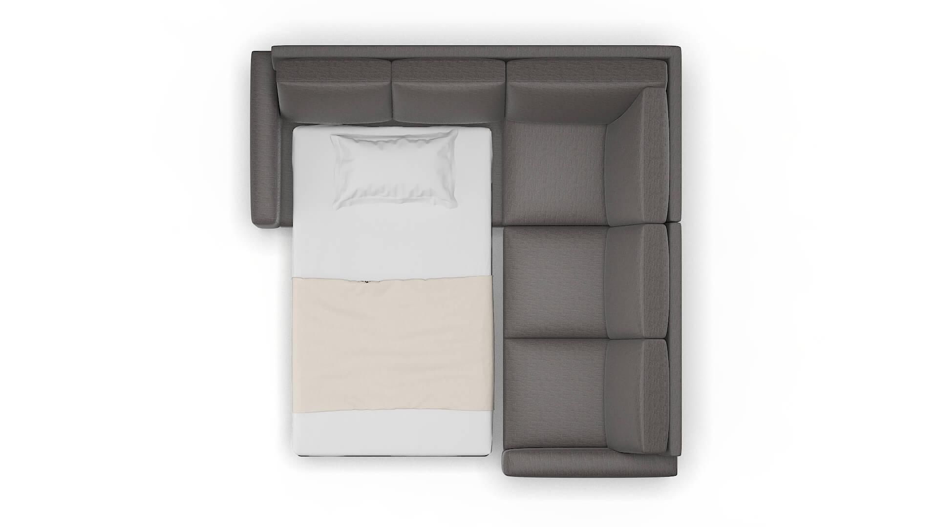 London Oscar Charcoal Sectional Sleeper Espresso legs 3