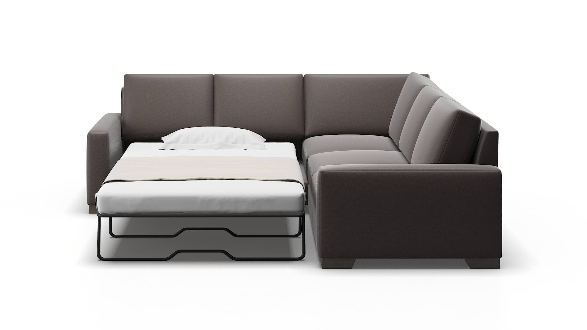 London Oscar Chocolate Sectional Sleeper Espresso legs 1