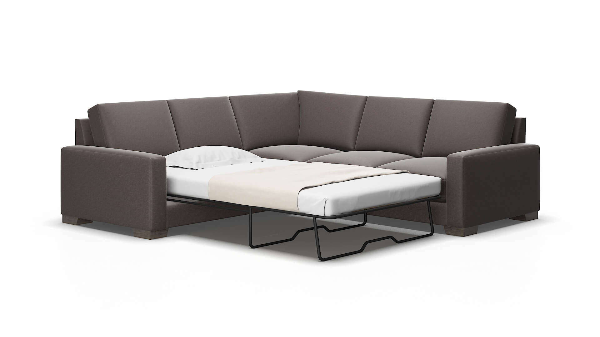 London Oscar Chocolate Sectional Sleeper Espresso legs 2
