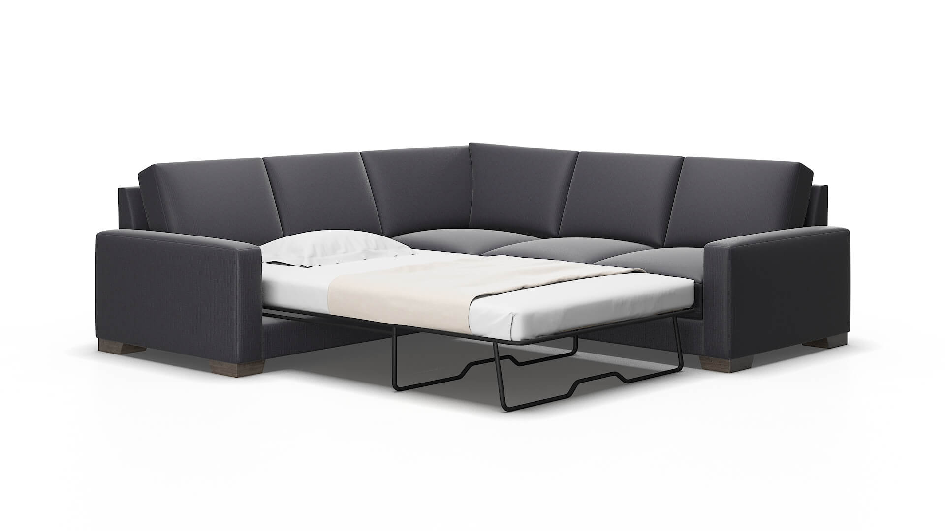 London Parker charcoal Sectional sleeper Espresso Legs  2