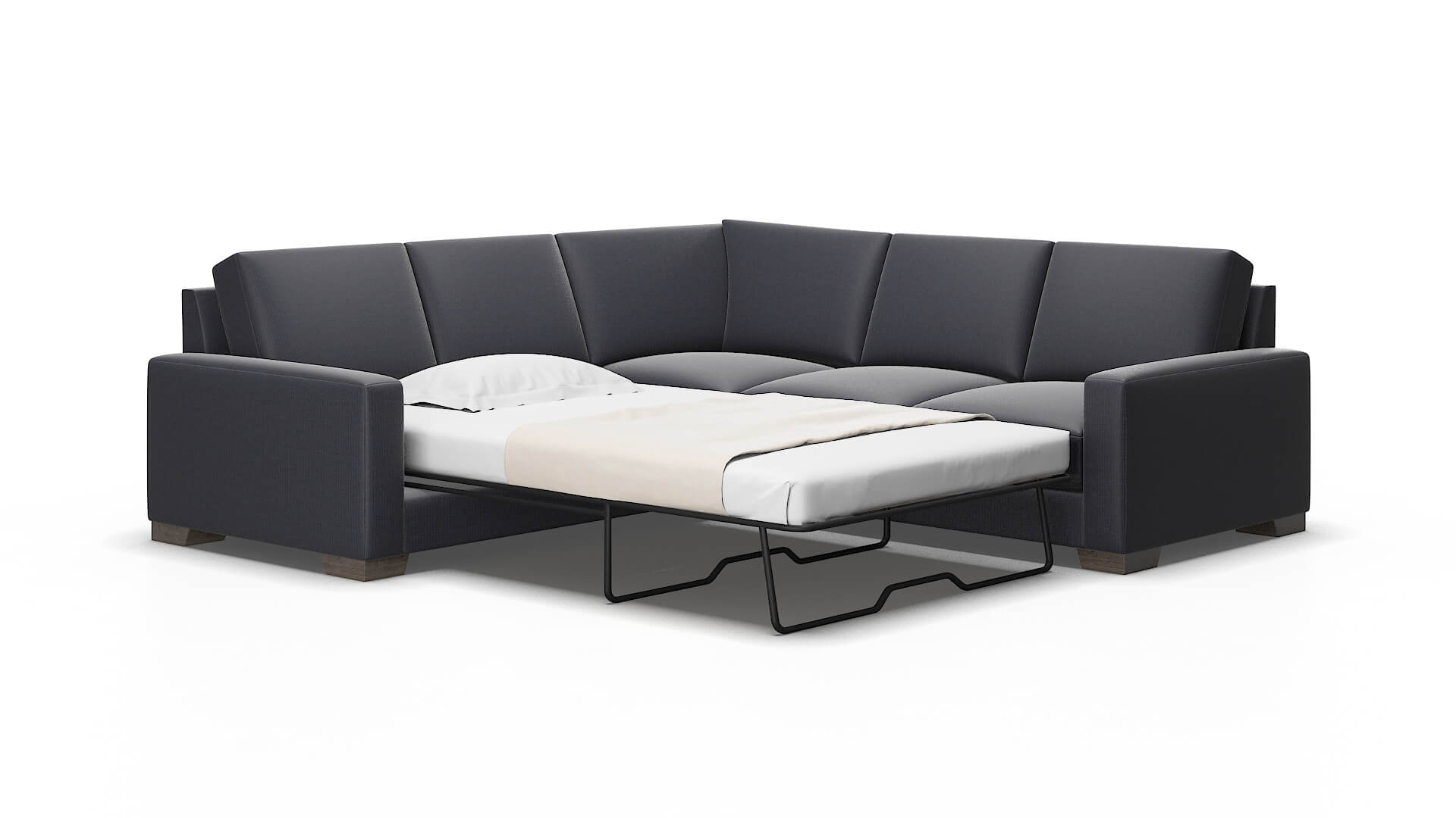 London Parker Midnight Sectional Sleeper Espresso legs 2