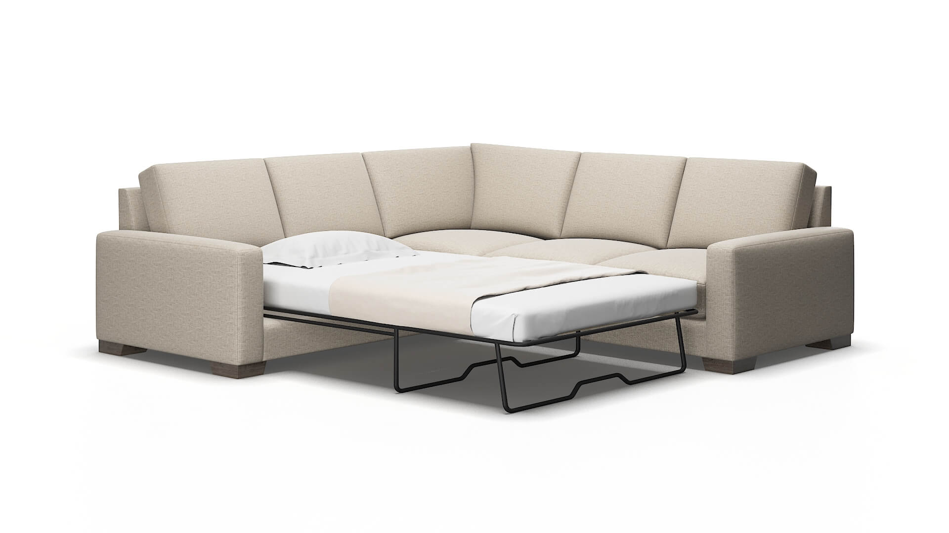 London Parker Wheat Sectional Sleeper Espresso legs 2