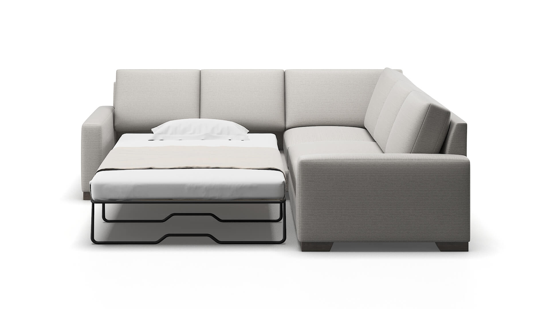 London Phoenix Silver Sectional Sleeper Espresso legs 1