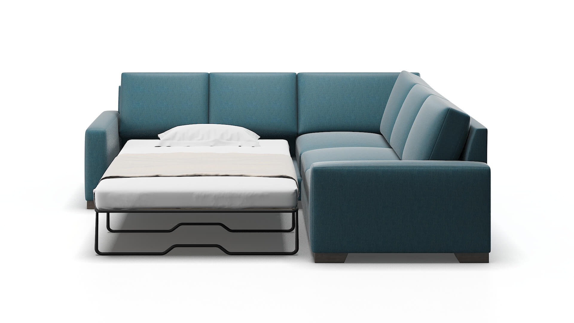 London Portland Prussian Sectional Sleeper Espresso legs 1