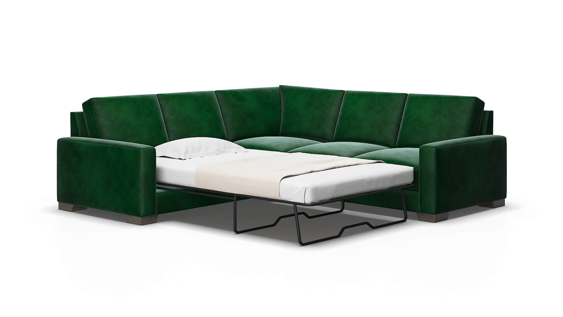 London Royale evergreen Sectional sleeper Espresso Legs  2