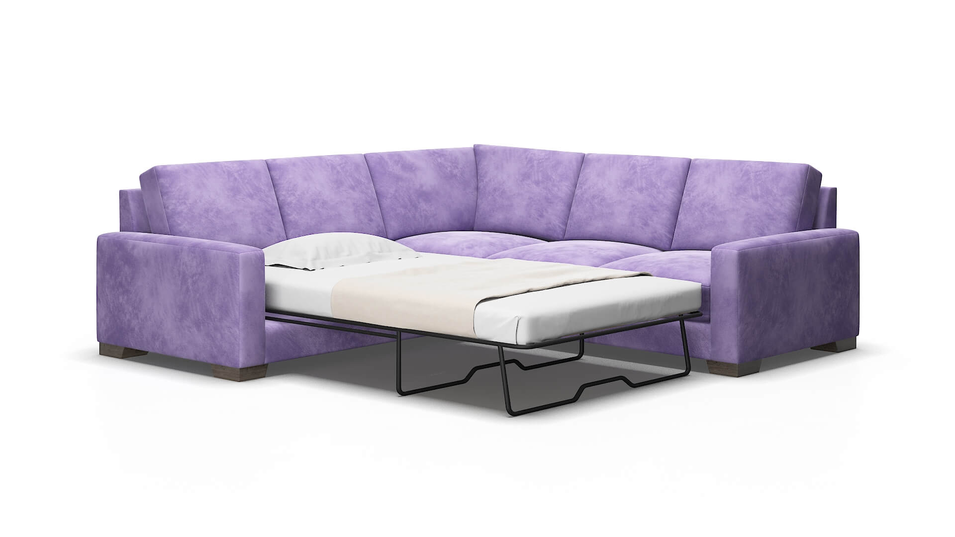 London Royale lavender Sectional sleeper Espresso Legs  2