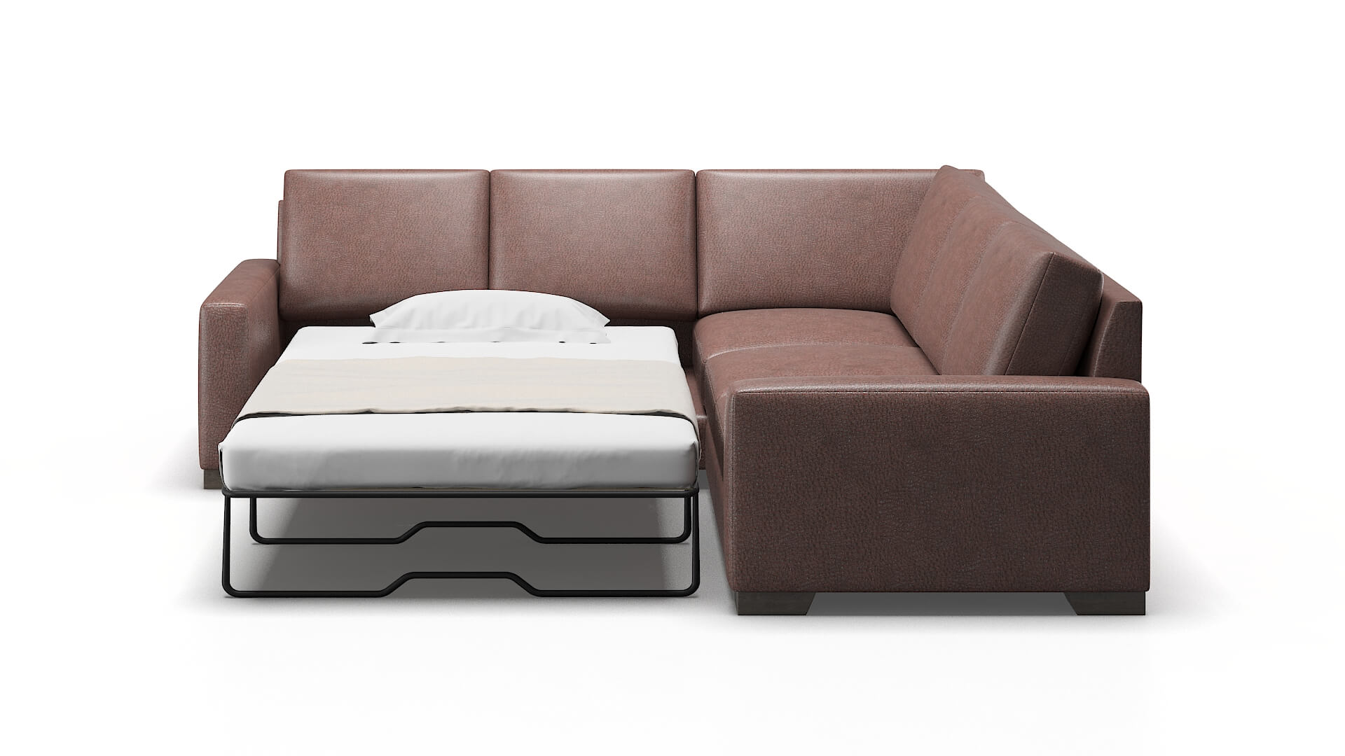 London Royale Mocha Sectional Sleeper Espresso legs 1