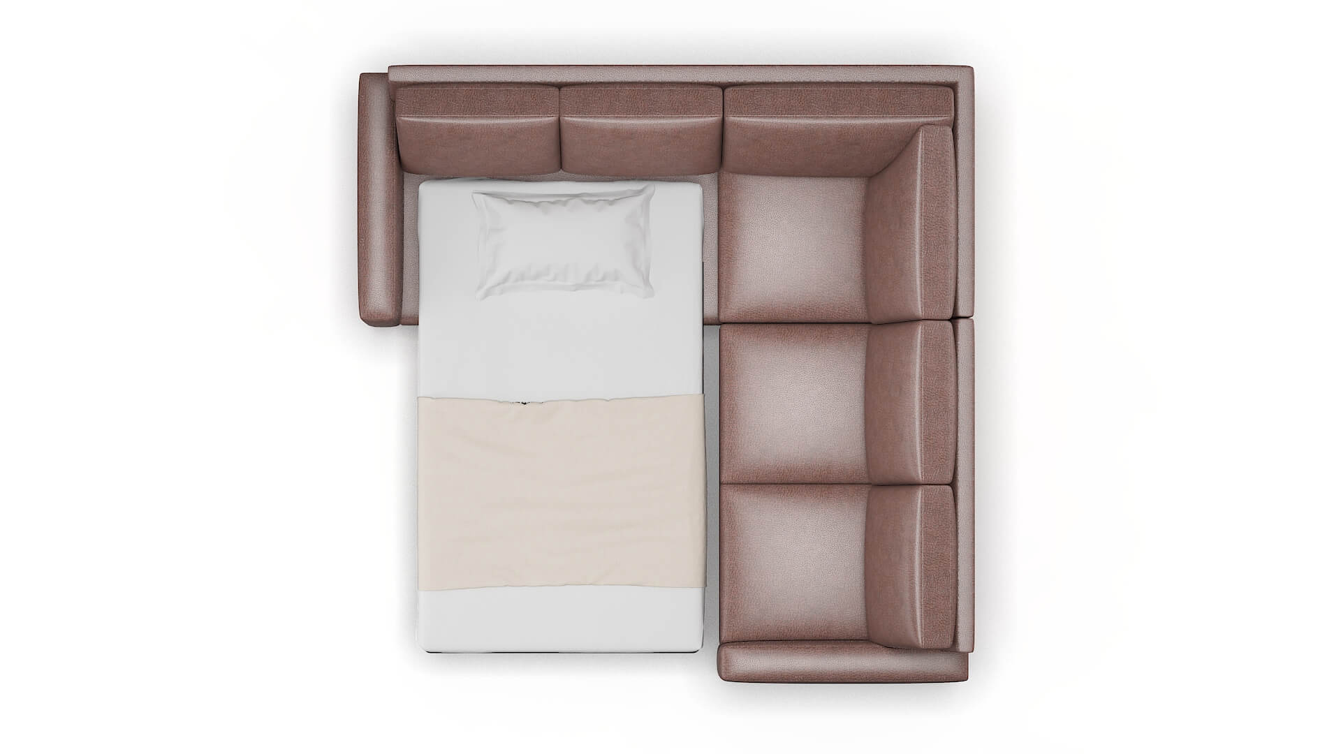 London Royale Mocha Sectional Sleeper Espresso legs 3