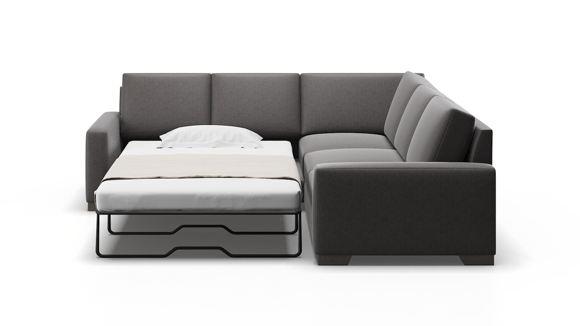 London Sasha Grey Sectional Sleeper Espresso legs 1