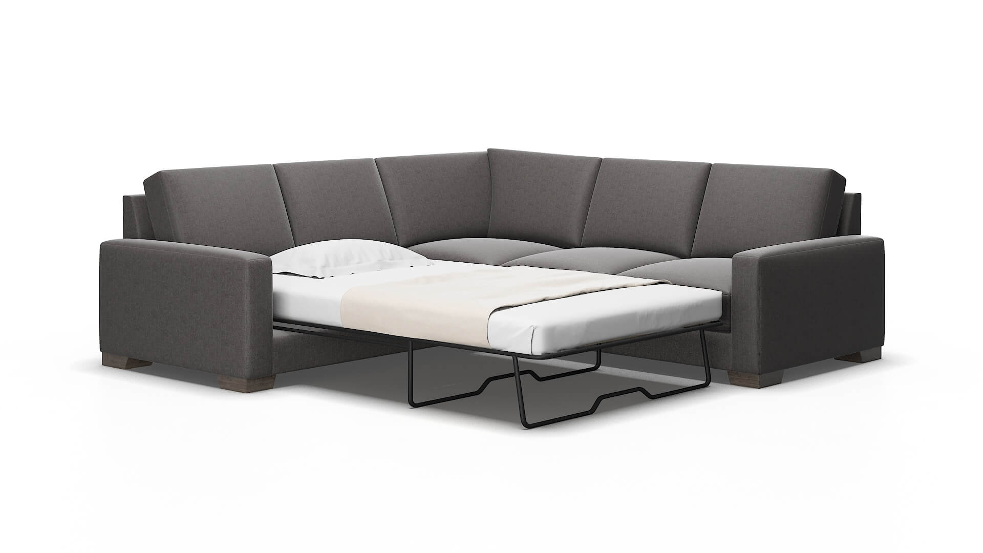 London Sasha Grey Sectional Sleeper espresso legs 2