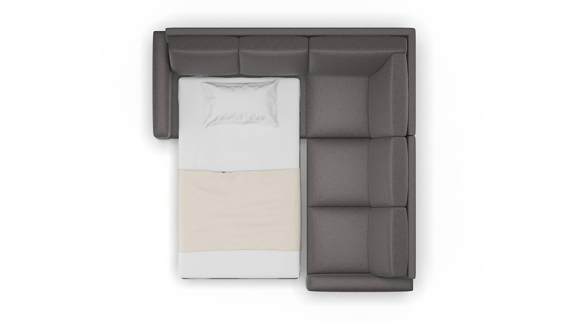 London Sasha Grey Sectional Sleeper Espresso legs 3