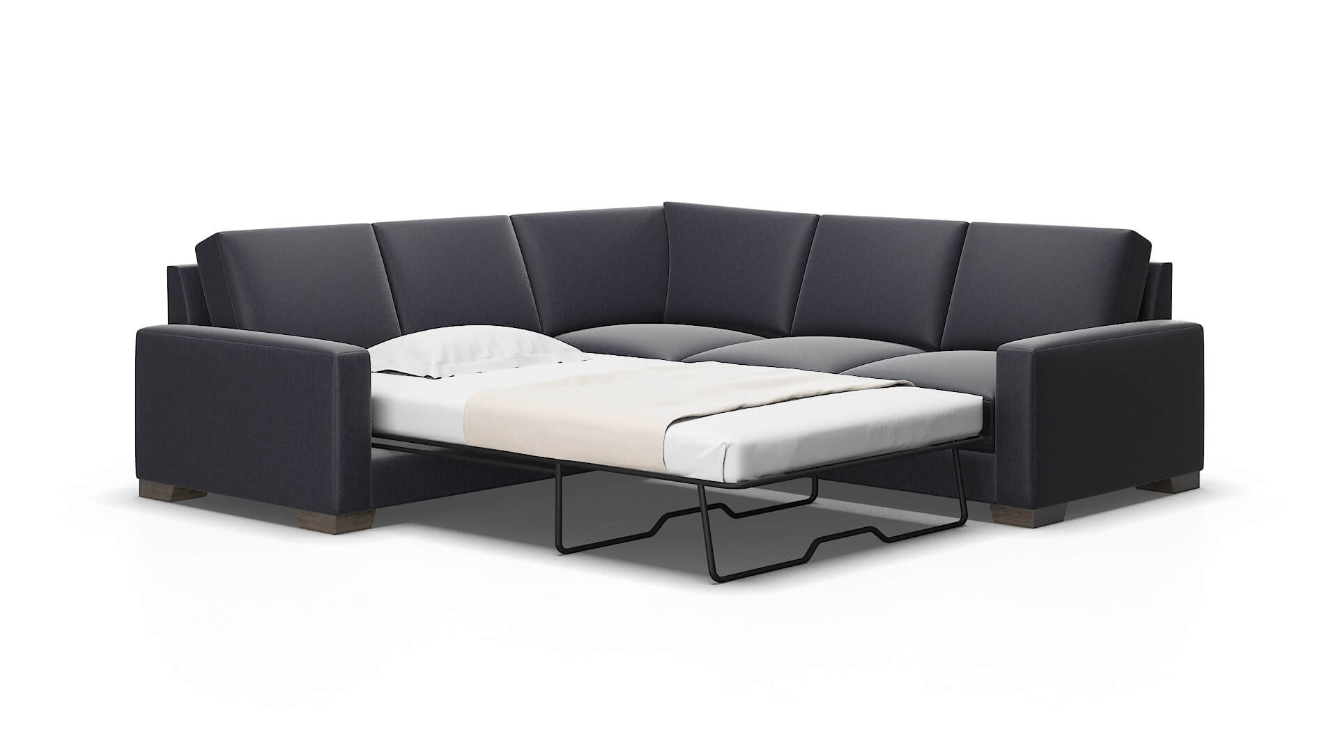 London Sasha navy Sectional sleeper Espresso Legs  2