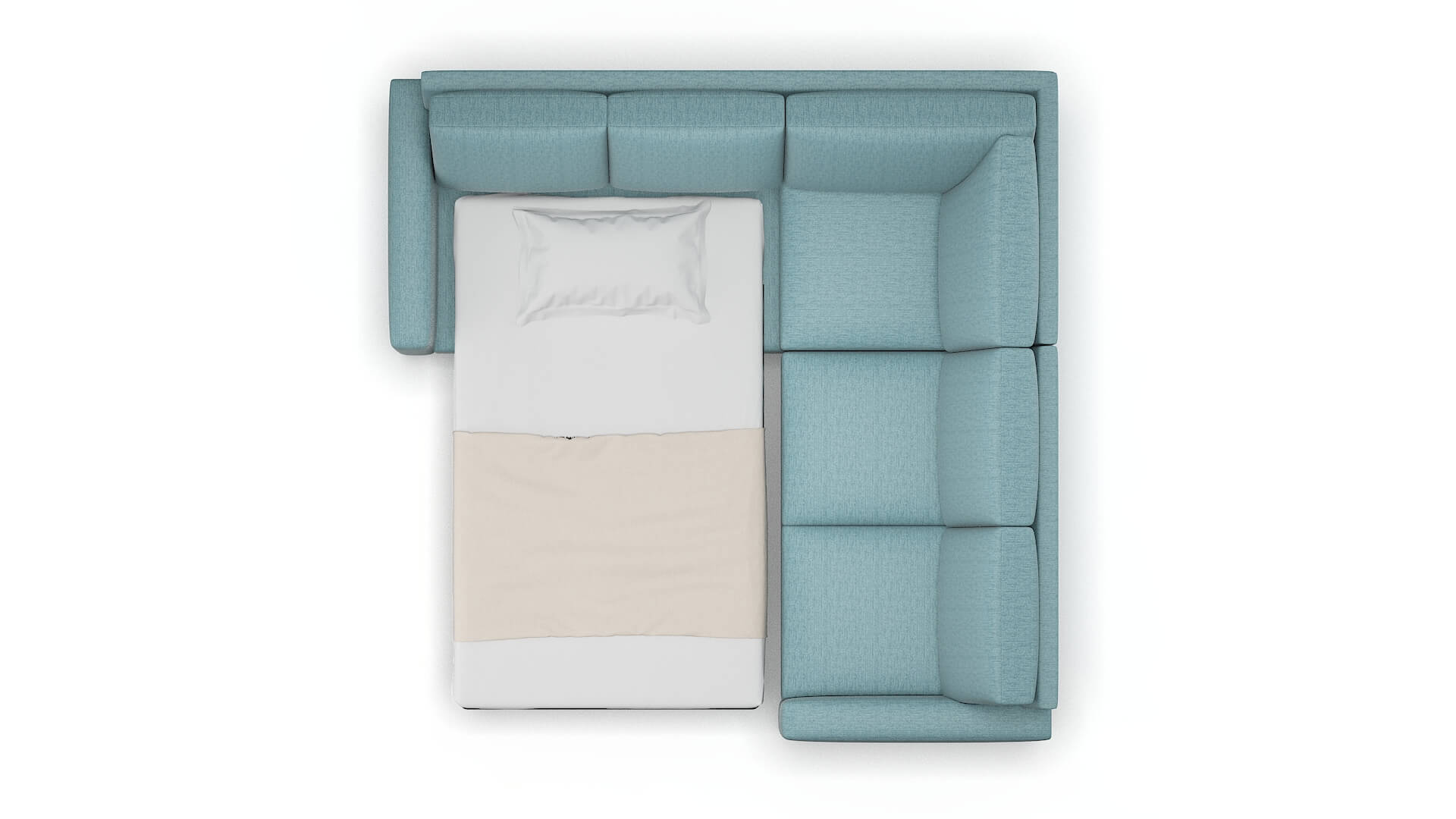 London Sasha Teal Sectional Sleeper Espresso legs 3