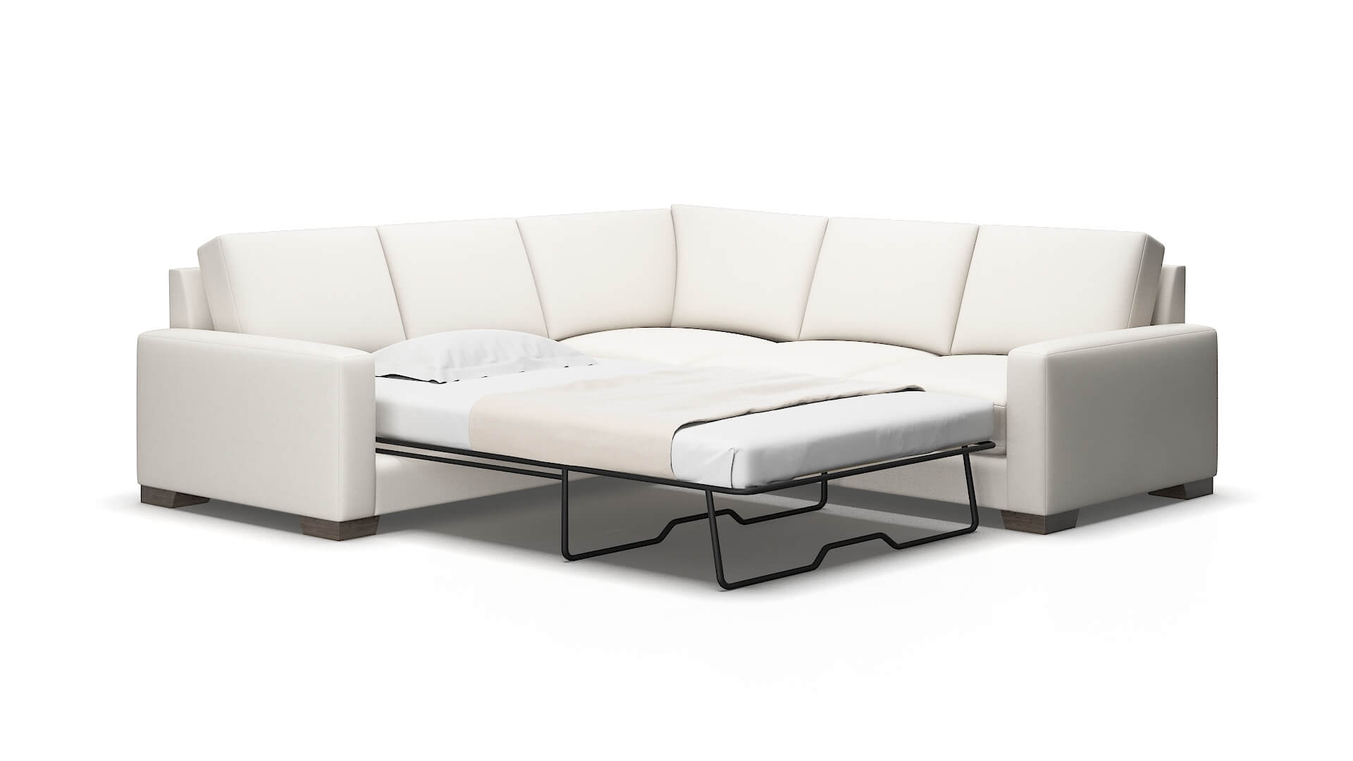 London Venice eggshell Sectional sleeper Espresso Legs  2