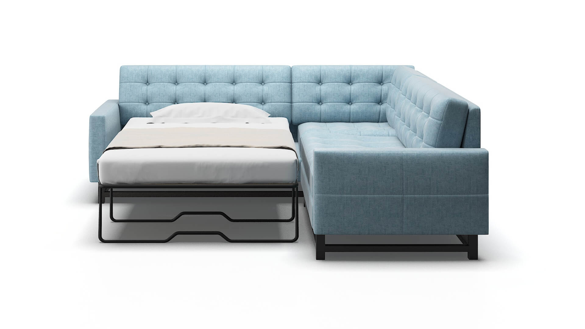 Madrid Atlas Turquoise Sectional Sleeper Espresso legs 1