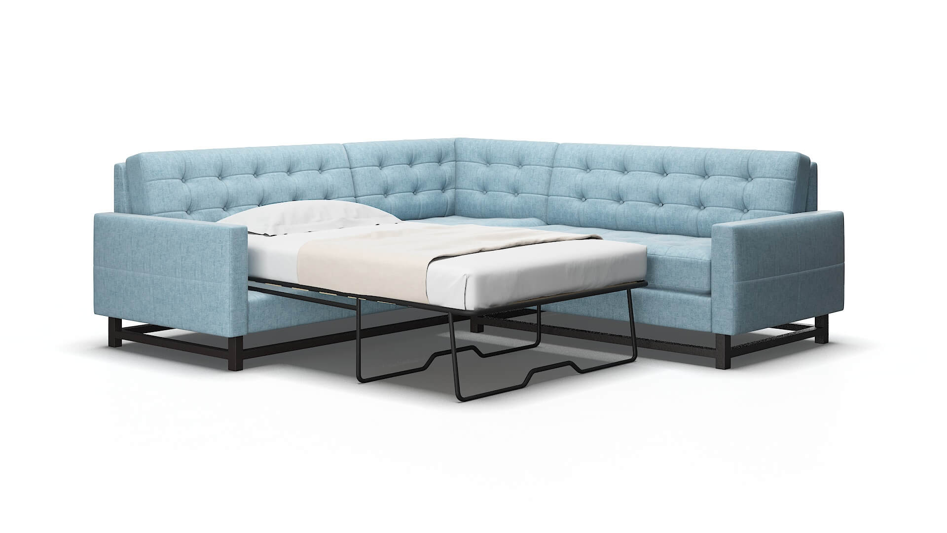 Madrid Atlas Turquoise Sectional Sleeper Espresso legs 2