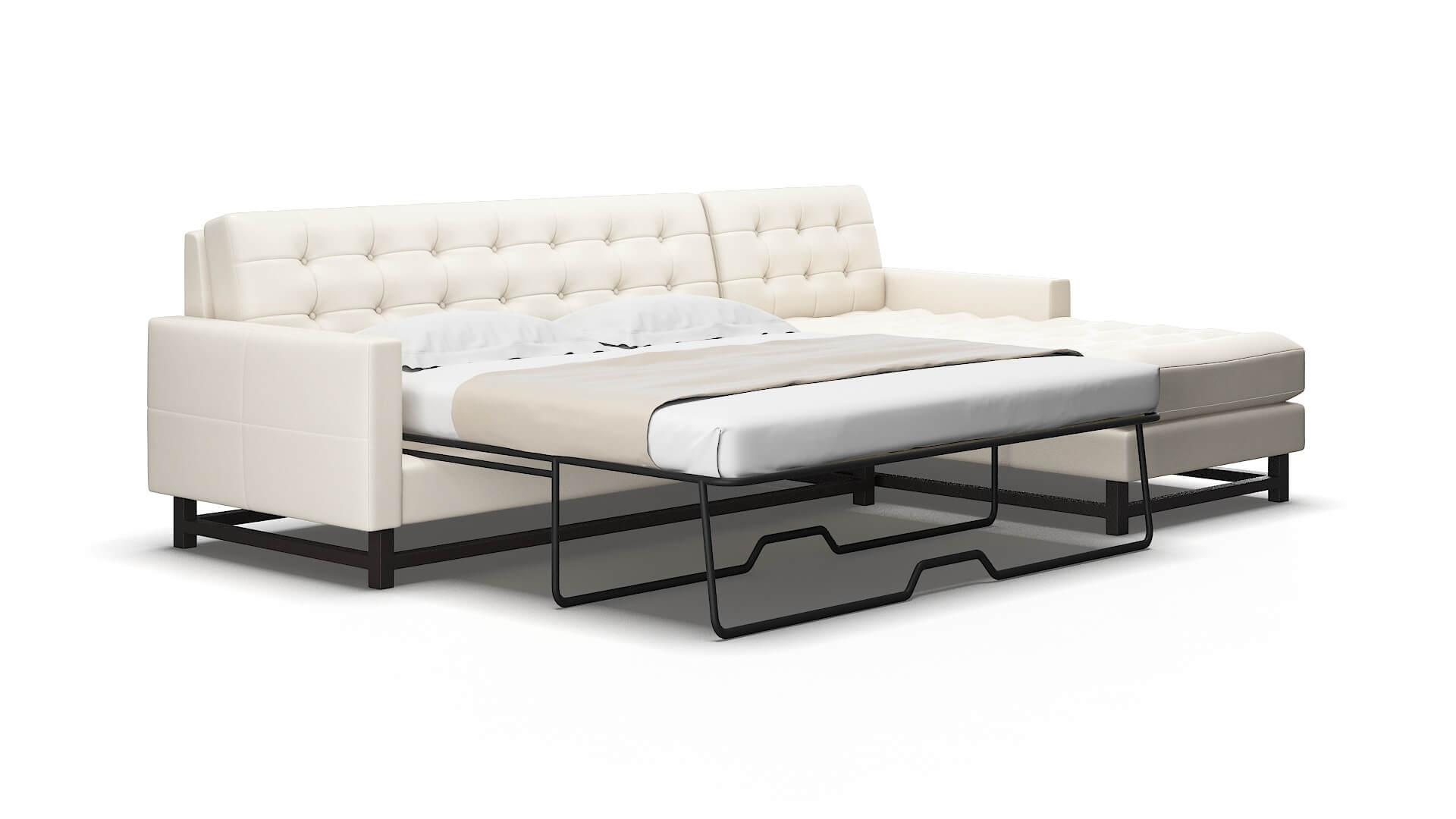 Madrid Blanche milky Panel sleeper Espresso Legs  2
