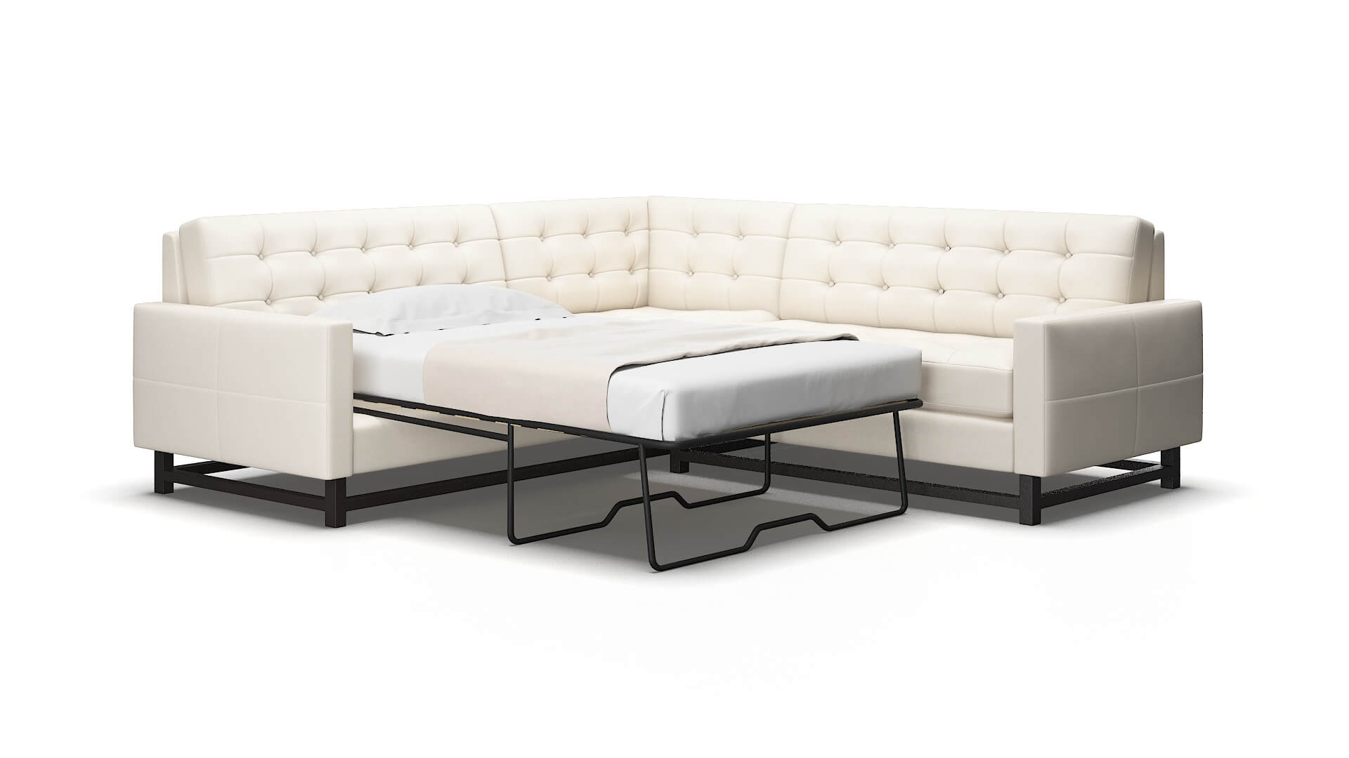 Madrid Blanche milky Sectional sleeper Espresso Legs  2