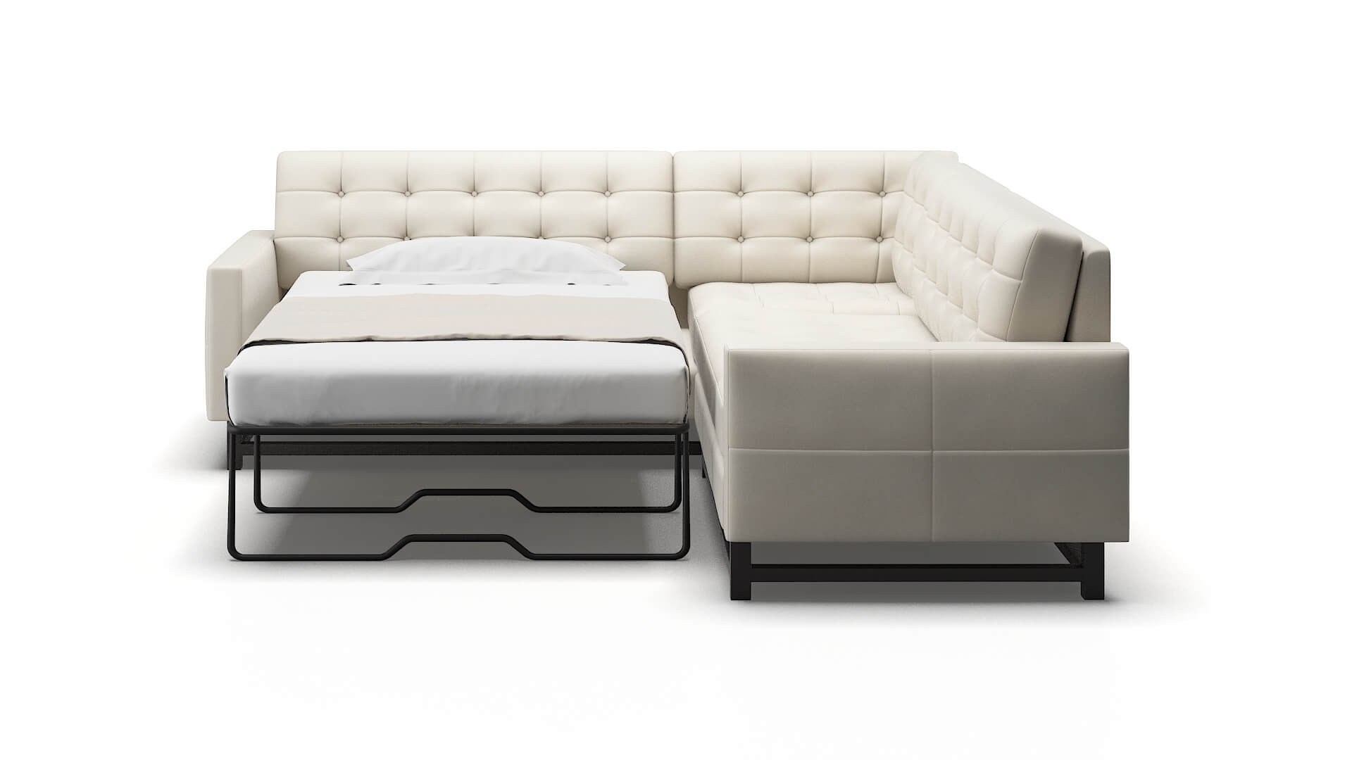 Madrid Bungalow Ivory Sectional Sleeper Espresso legs 1