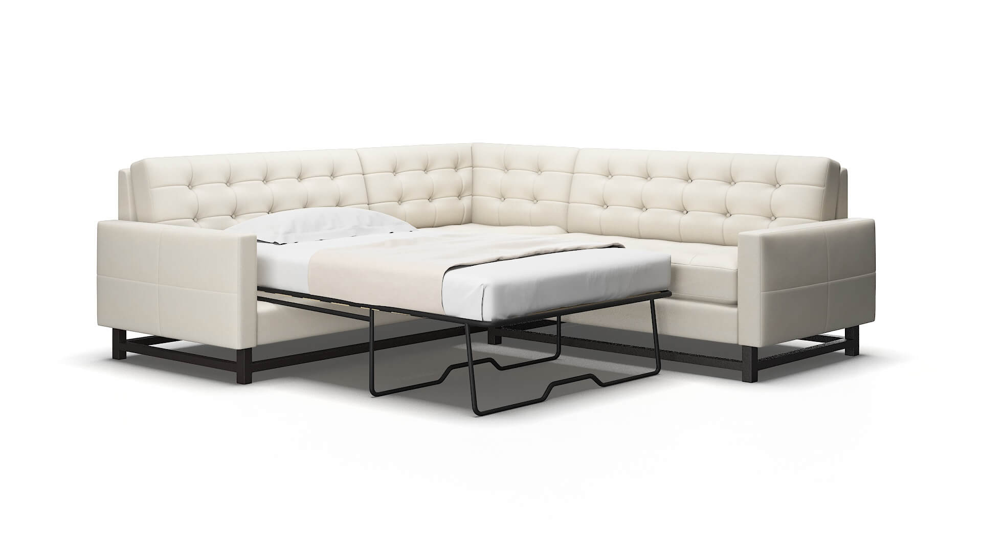 Madrid Bungalow Ivory Sectional Sleeper Espresso legs 2