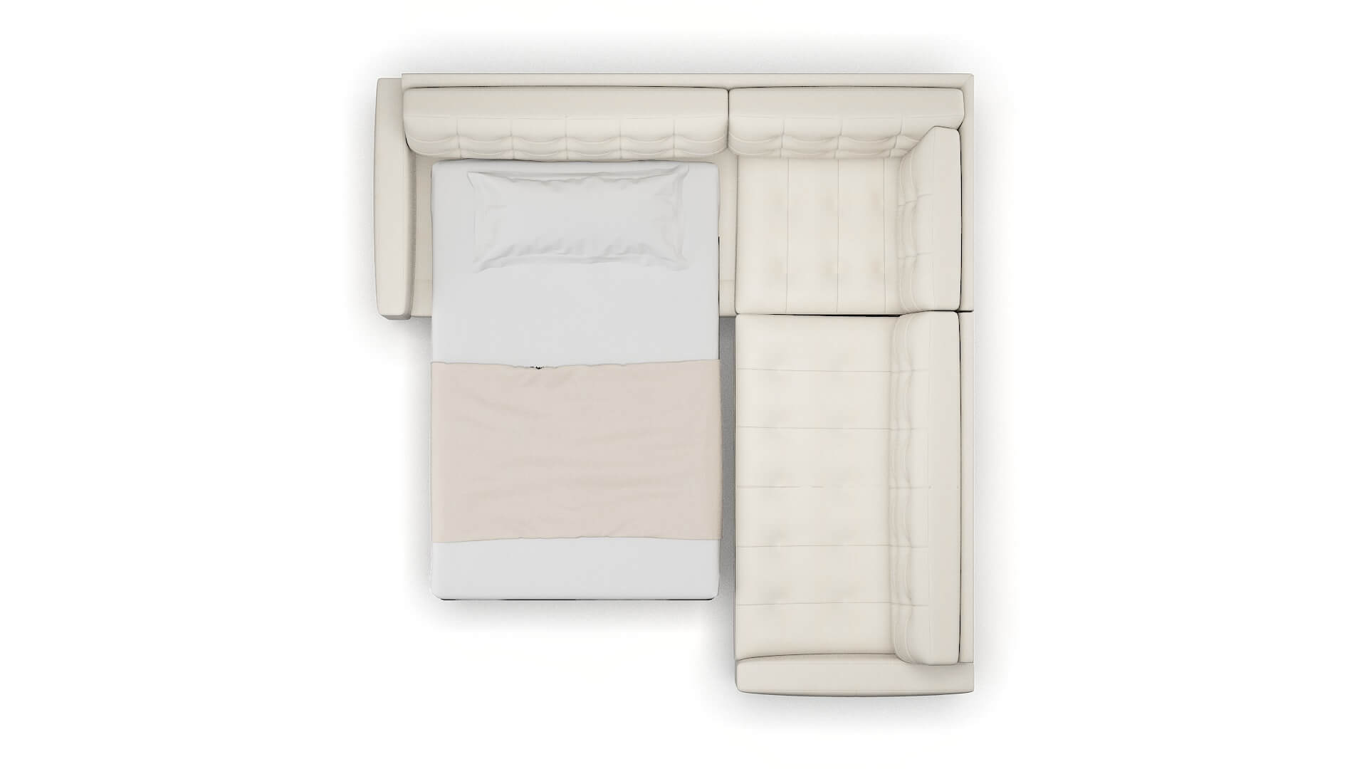 Madrid Bungalow Ivory Sectional Sleeper Espresso legs 3