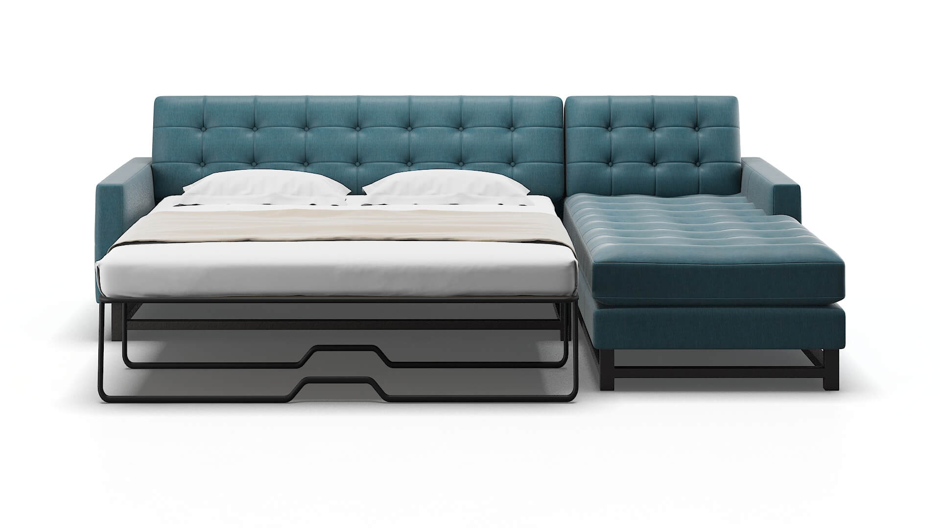 Madrid Cosmo Teal Panel Sleeper Espresso legs 1