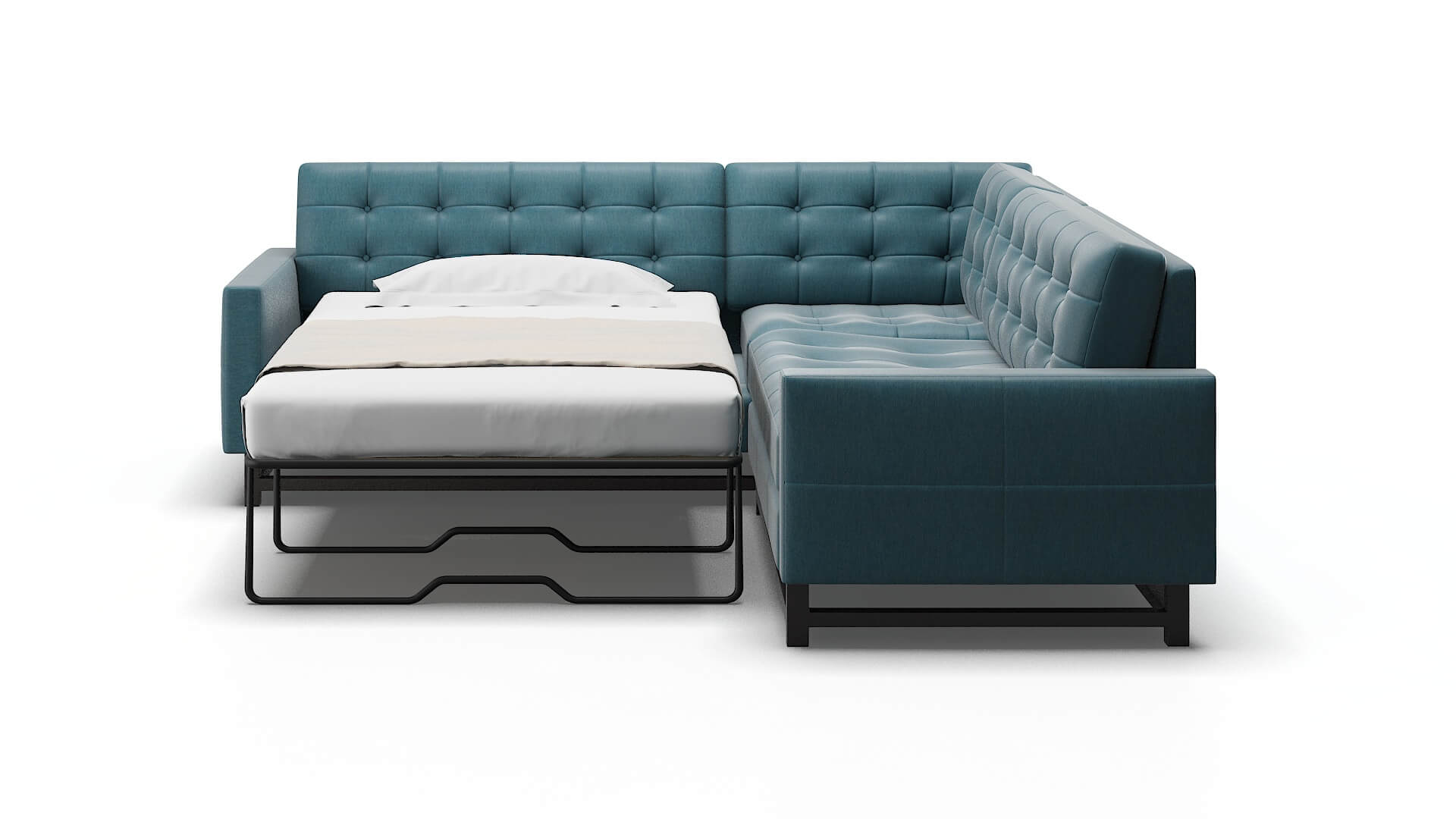 Madrid Cosmo Teal Sectional Sleeper Espresso legs 1