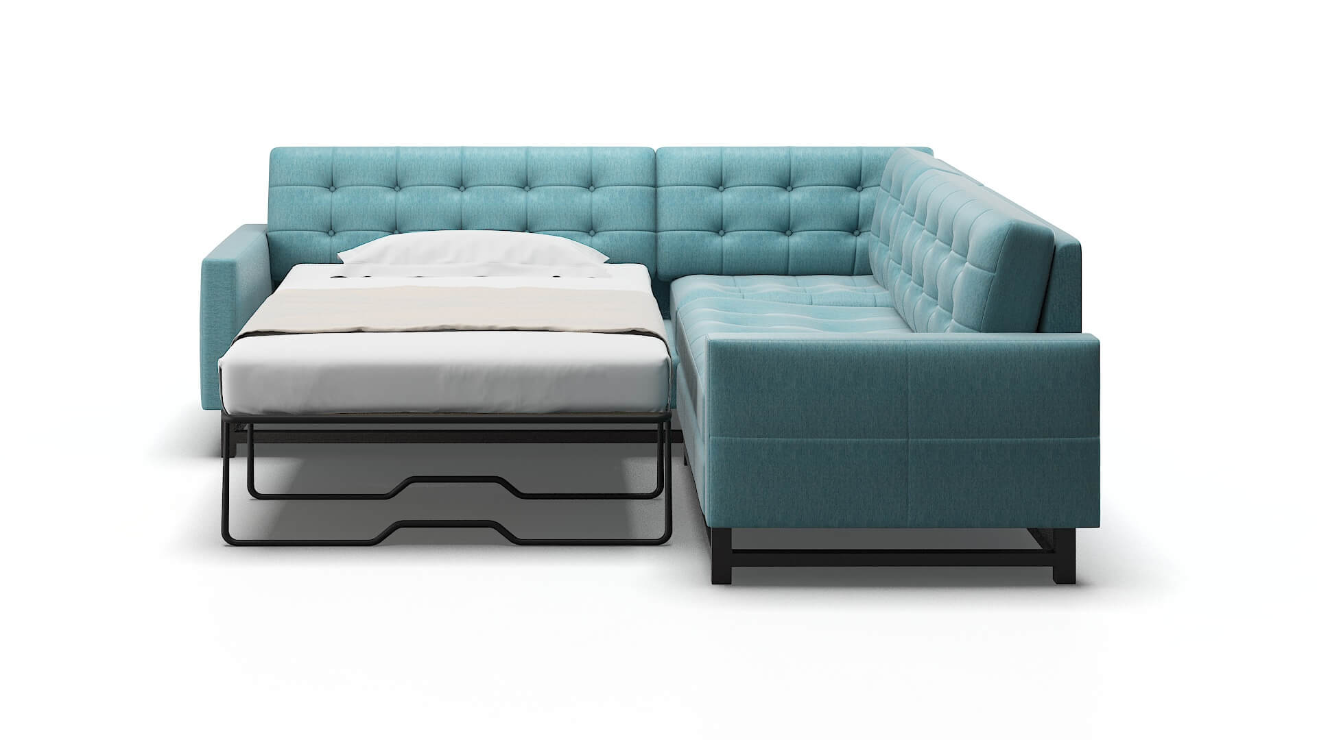 Madrid Cosmo Turquoise Sectional Sleeper Espresso legs 1