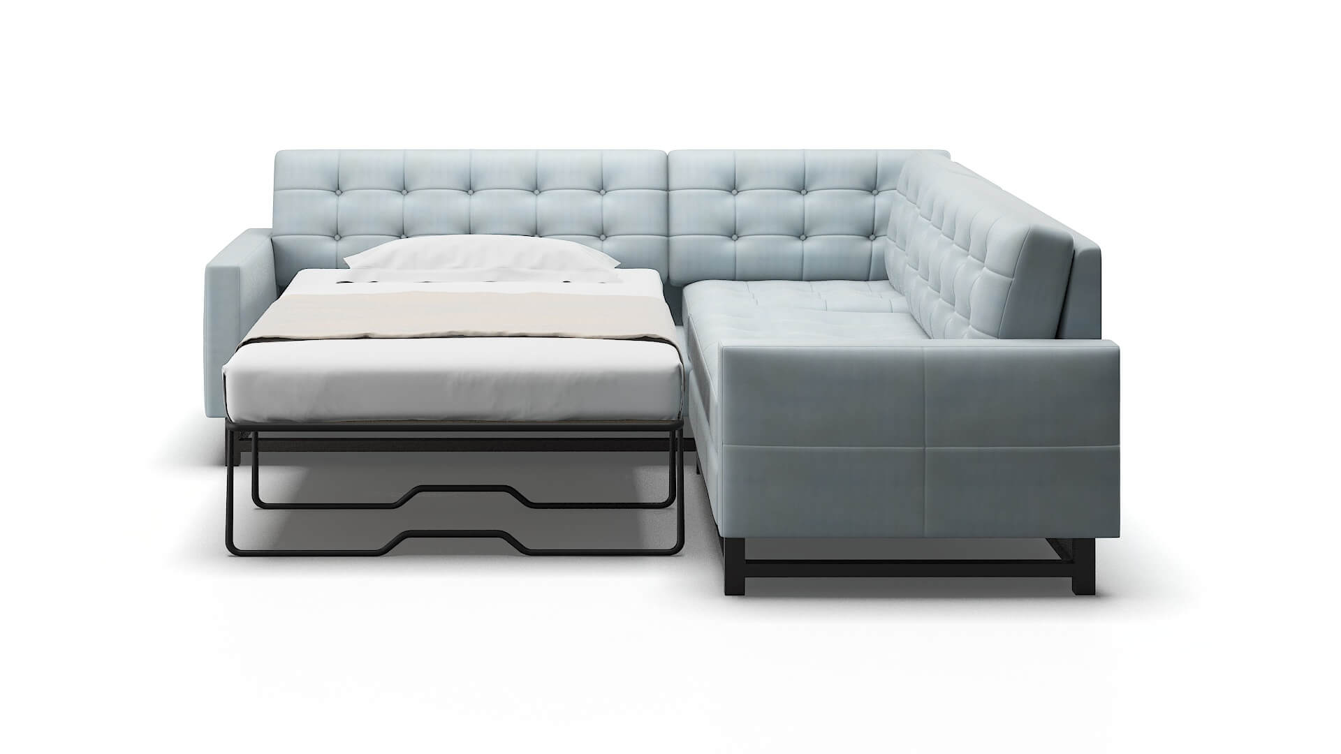 Madrid Hathaway Aqua Sectional Sleeper Espresso legs 1