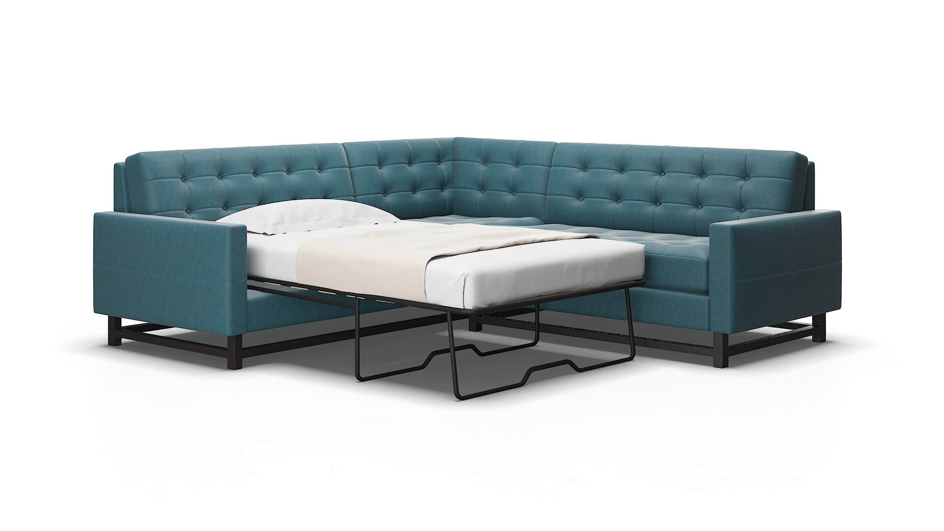 Madrid Hepburn teal Sectional sleeper Espresso Legs  2