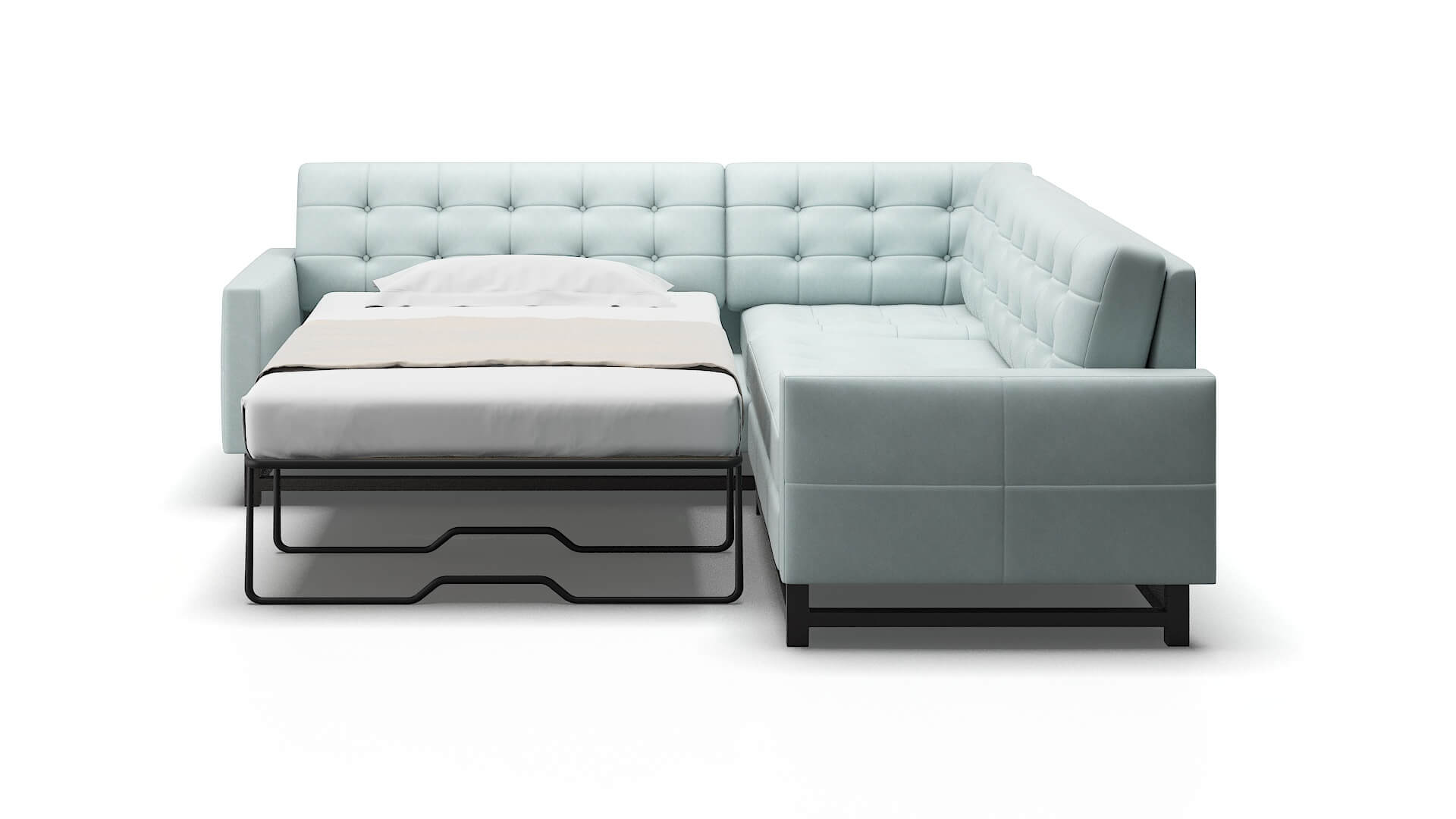 Madrid Leslie Robins_egg Sectional Sleeper Espresso legs 1