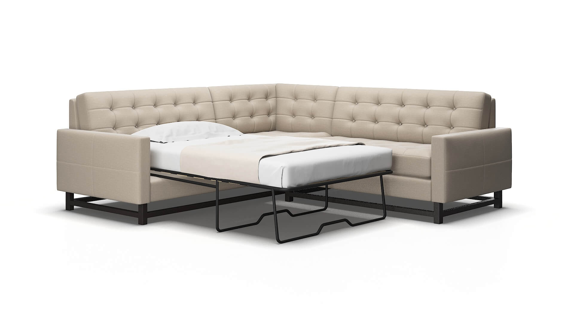 Madrid Oscar Linen Sectional Sleeper Espresso legs 2