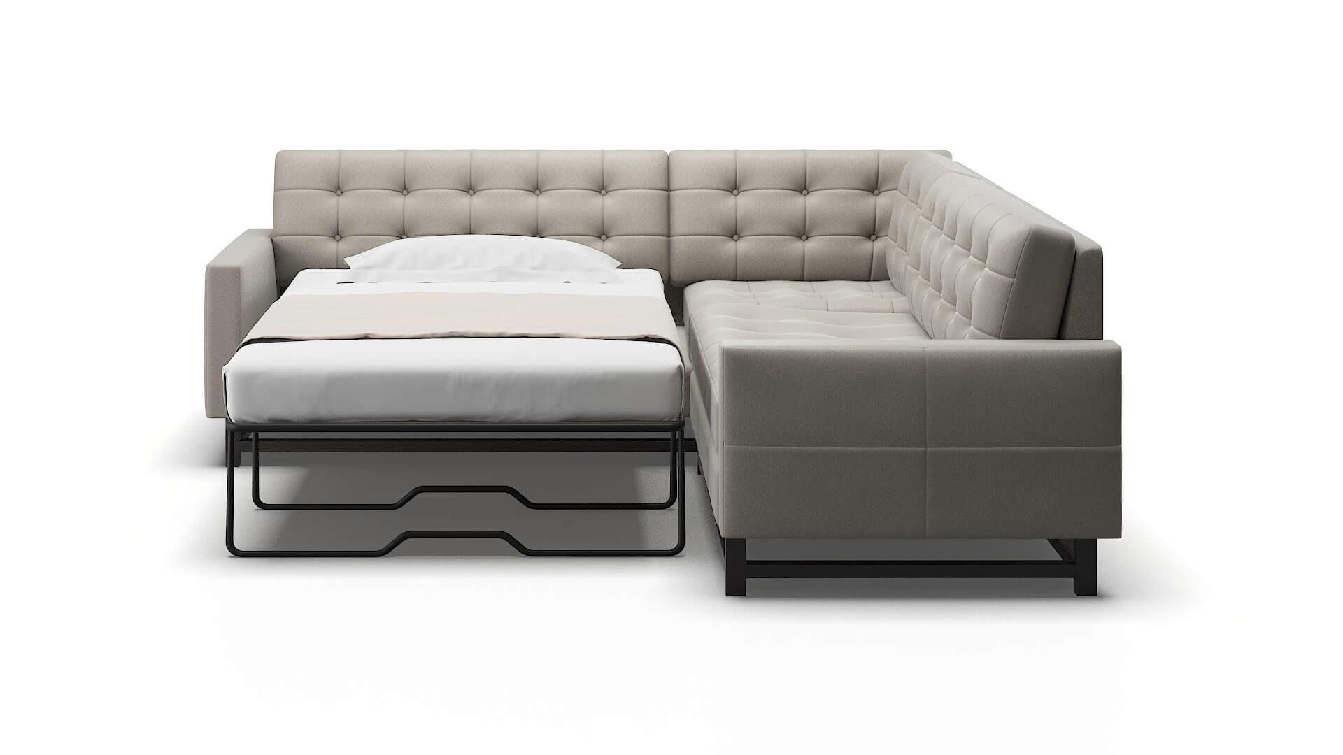 Madrid Oscar Silver Sectional Sleeper Espresso legs 1